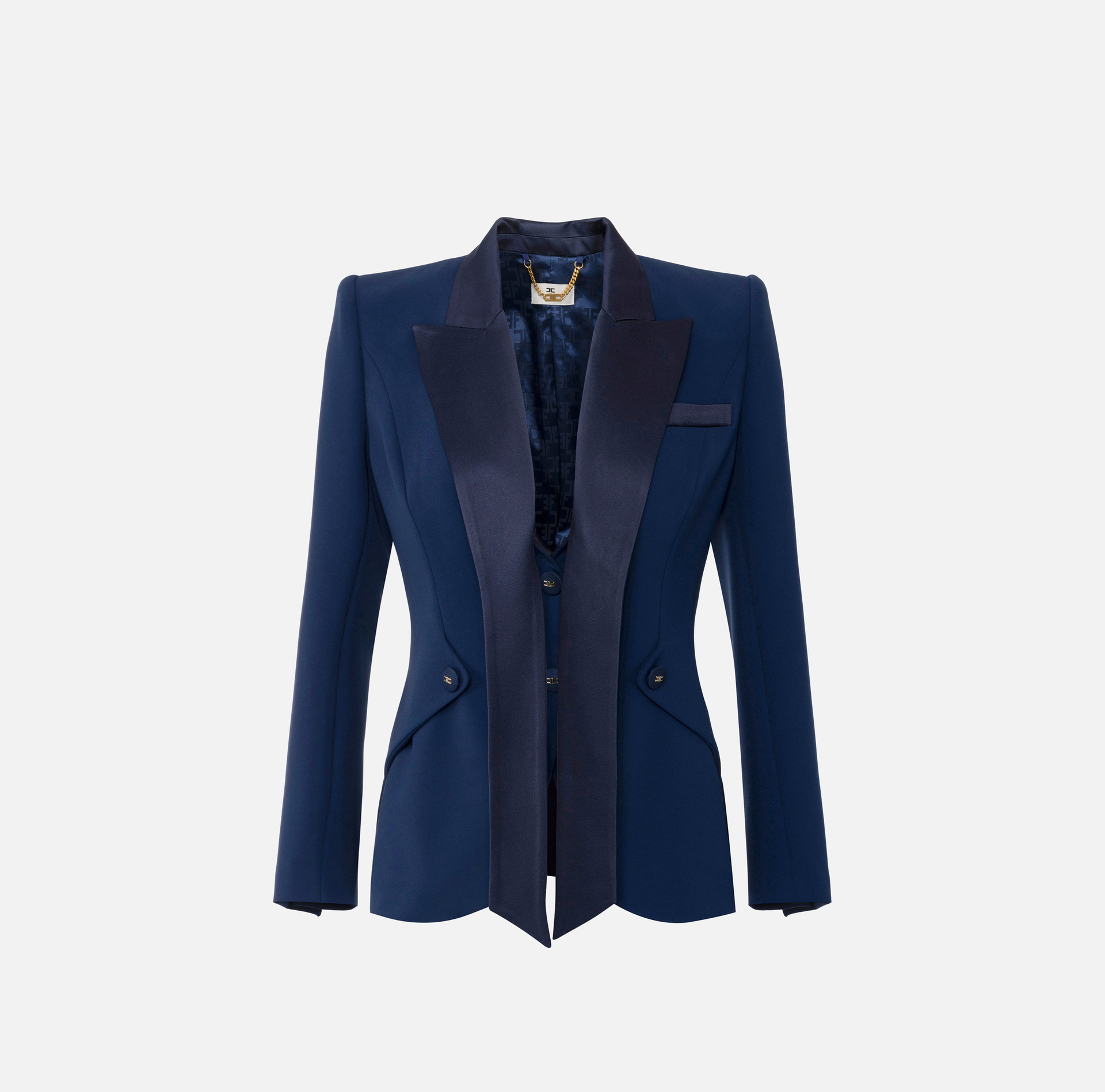 Crêpe tuxedo jacket with satin lapels - ABBIGLIAMENTO - Elisabetta Franchi
