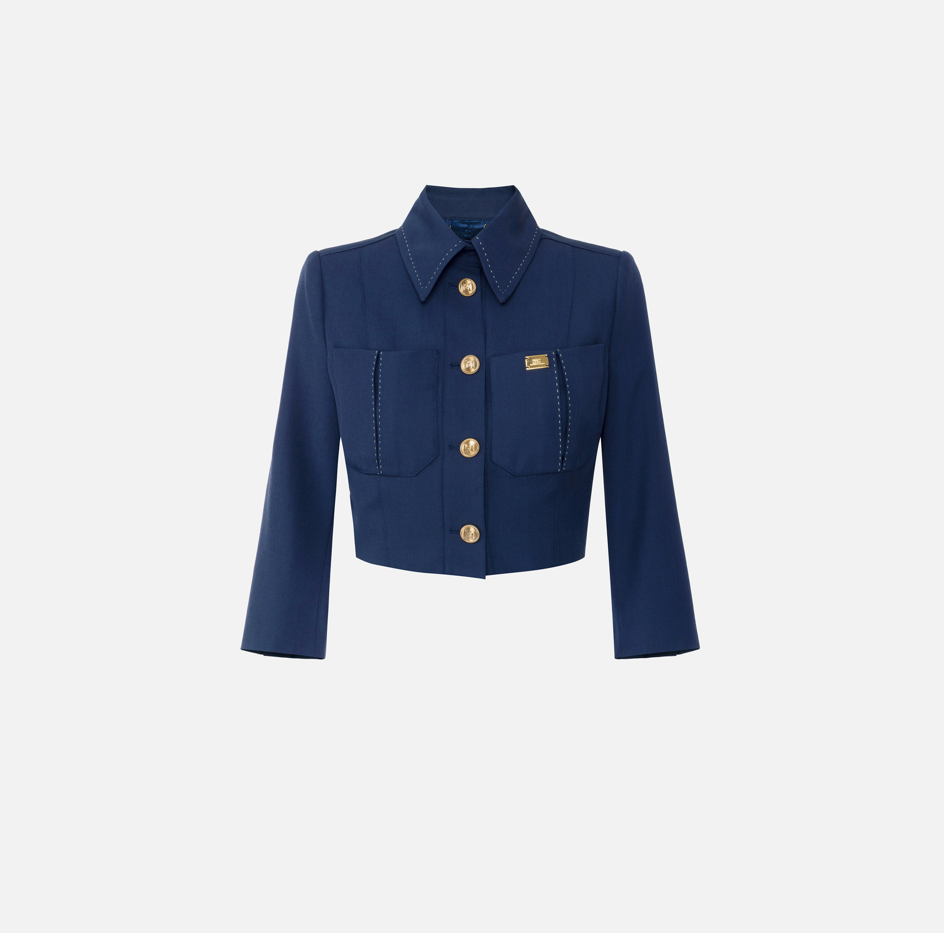 Cool wool jacket with contrasting topstitching - ABBIGLIAMENTO - Elisabetta Franchi