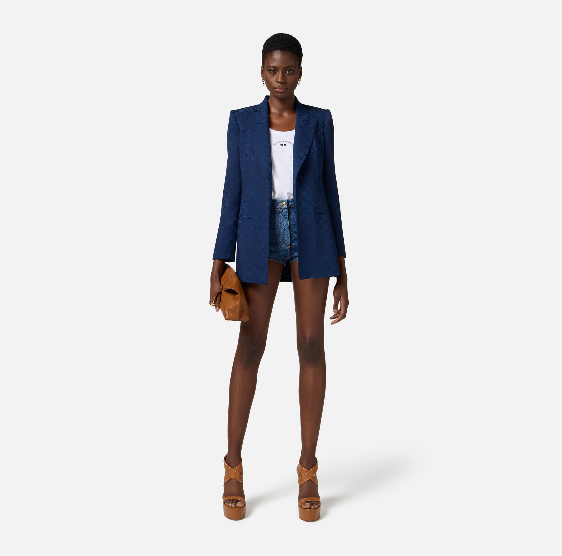 Giacca in satin con losanga jacquard - Elisabetta Franchi
