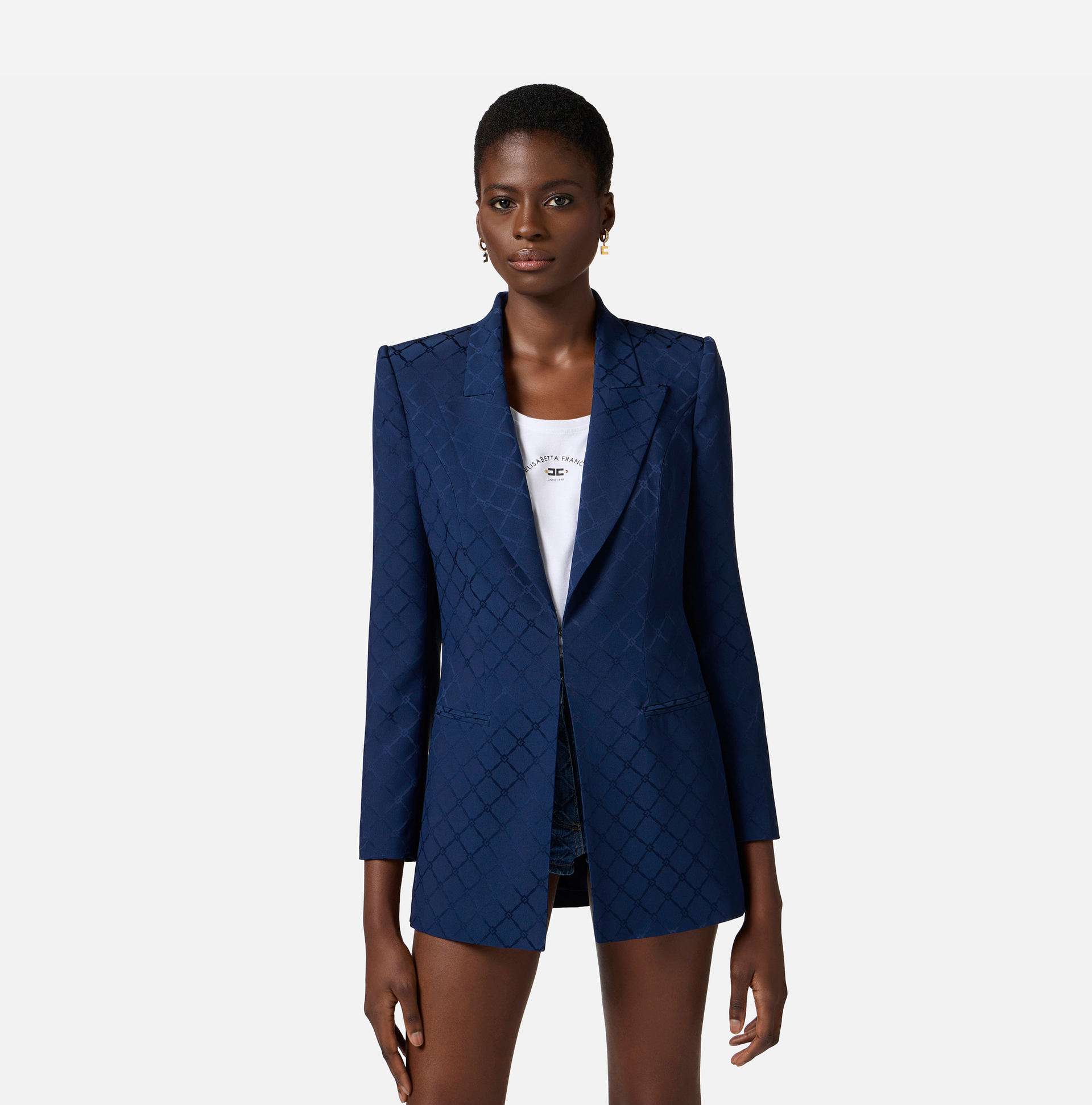 Giacca in satin con losanga jacquard - Elisabetta Franchi