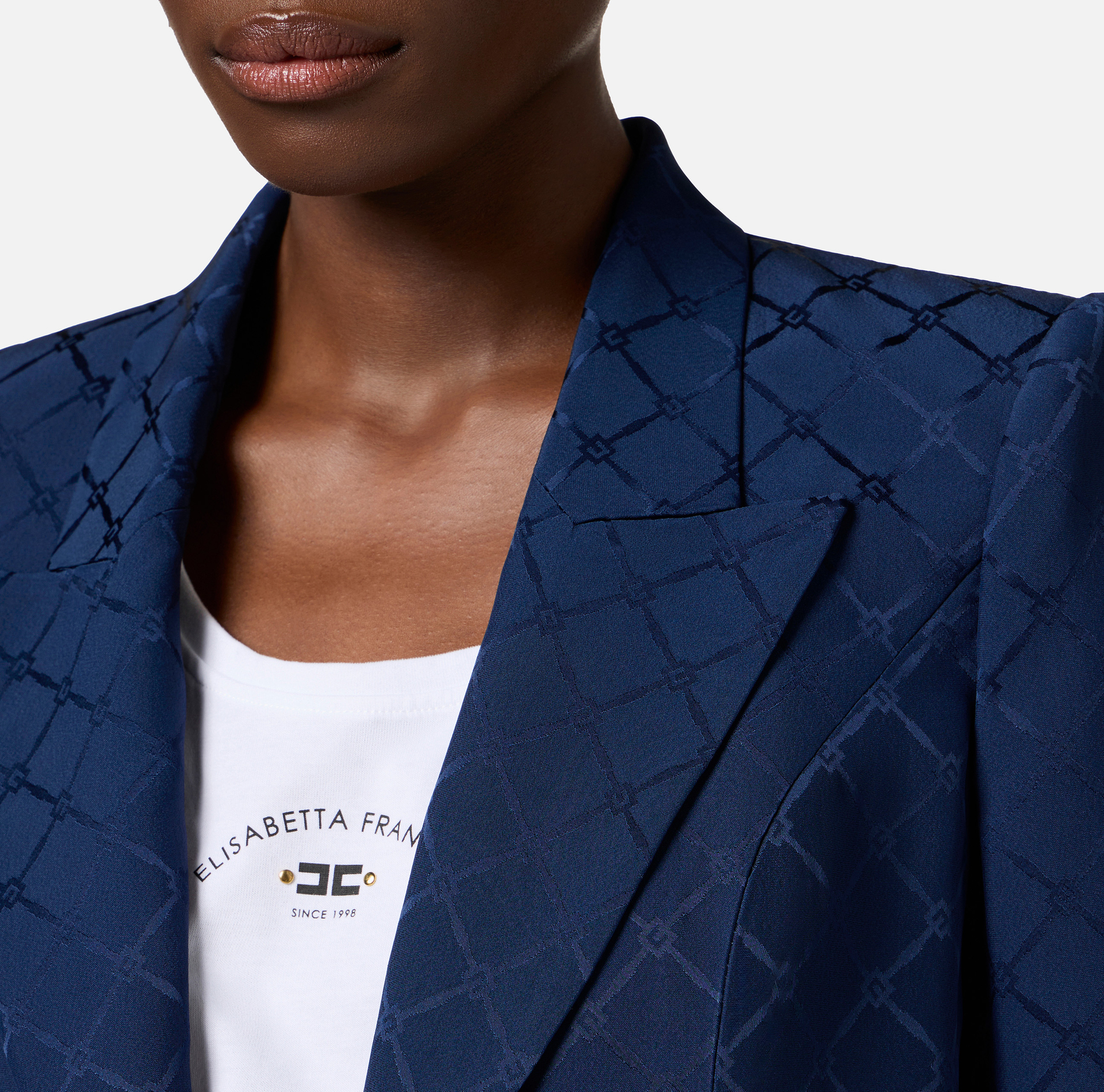 Giacca in satin con losanga jacquard - Elisabetta Franchi