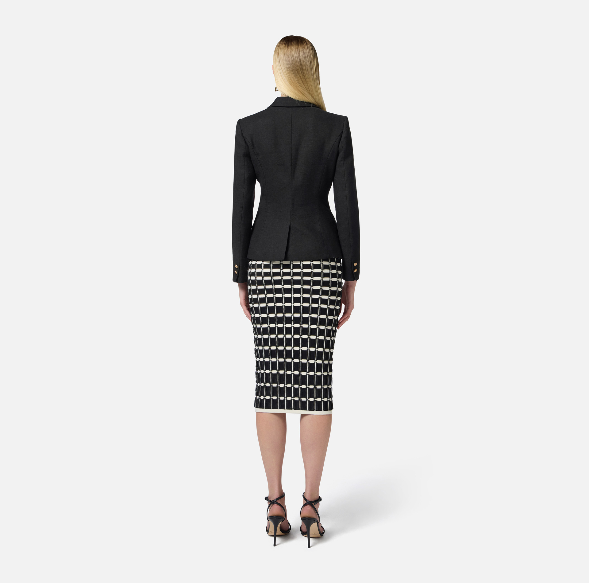 Linen-blend gabardine jacket with logoed buttons - Elisabetta Franchi
