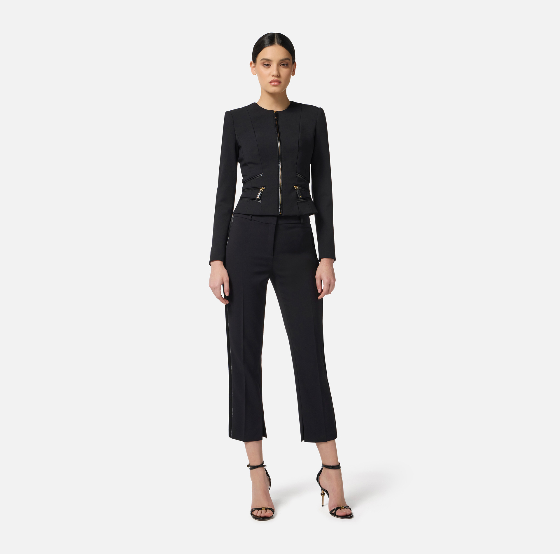 Chaqueta de doble crepé con detalles cremallera - Elisabetta Franchi