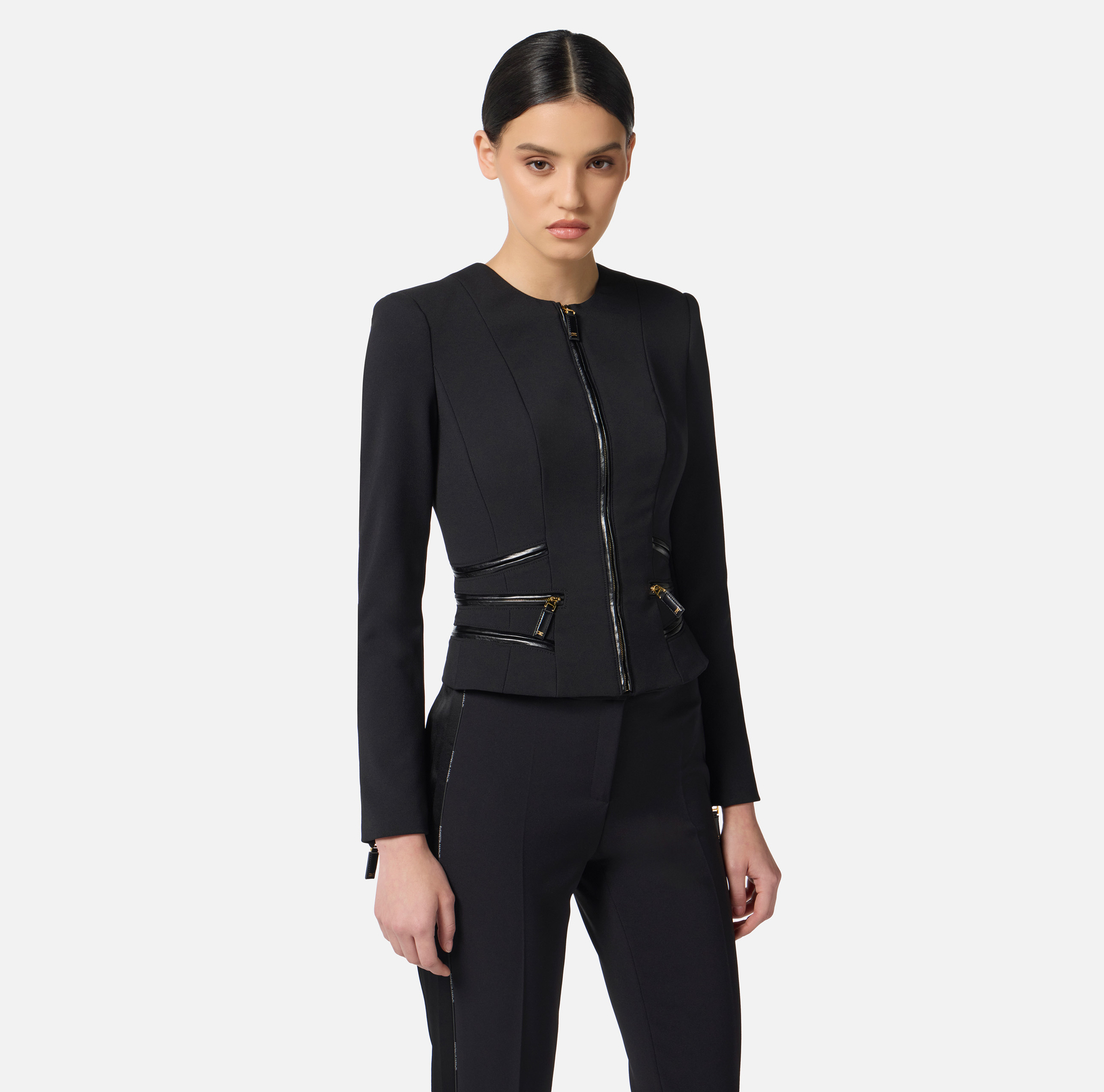 Chaqueta de doble crepé con detalles cremallera - Elisabetta Franchi