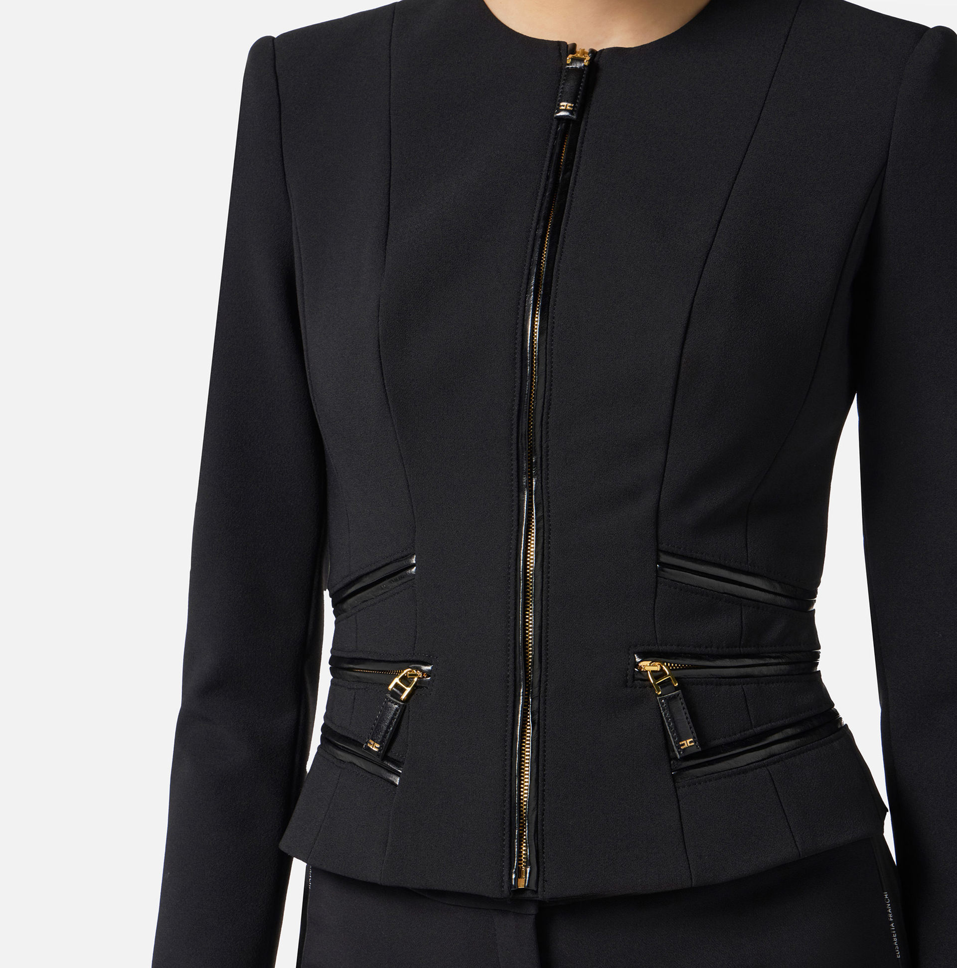 Chaqueta de doble crepé con detalles cremallera - Elisabetta Franchi
