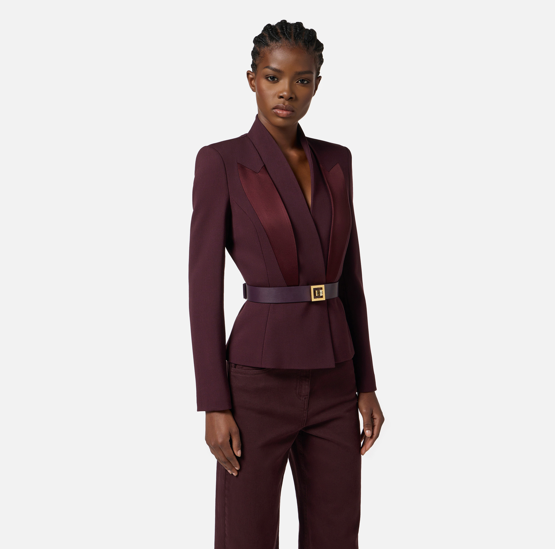 Veste en crêpe avec revers en satin - Elisabetta Franchi