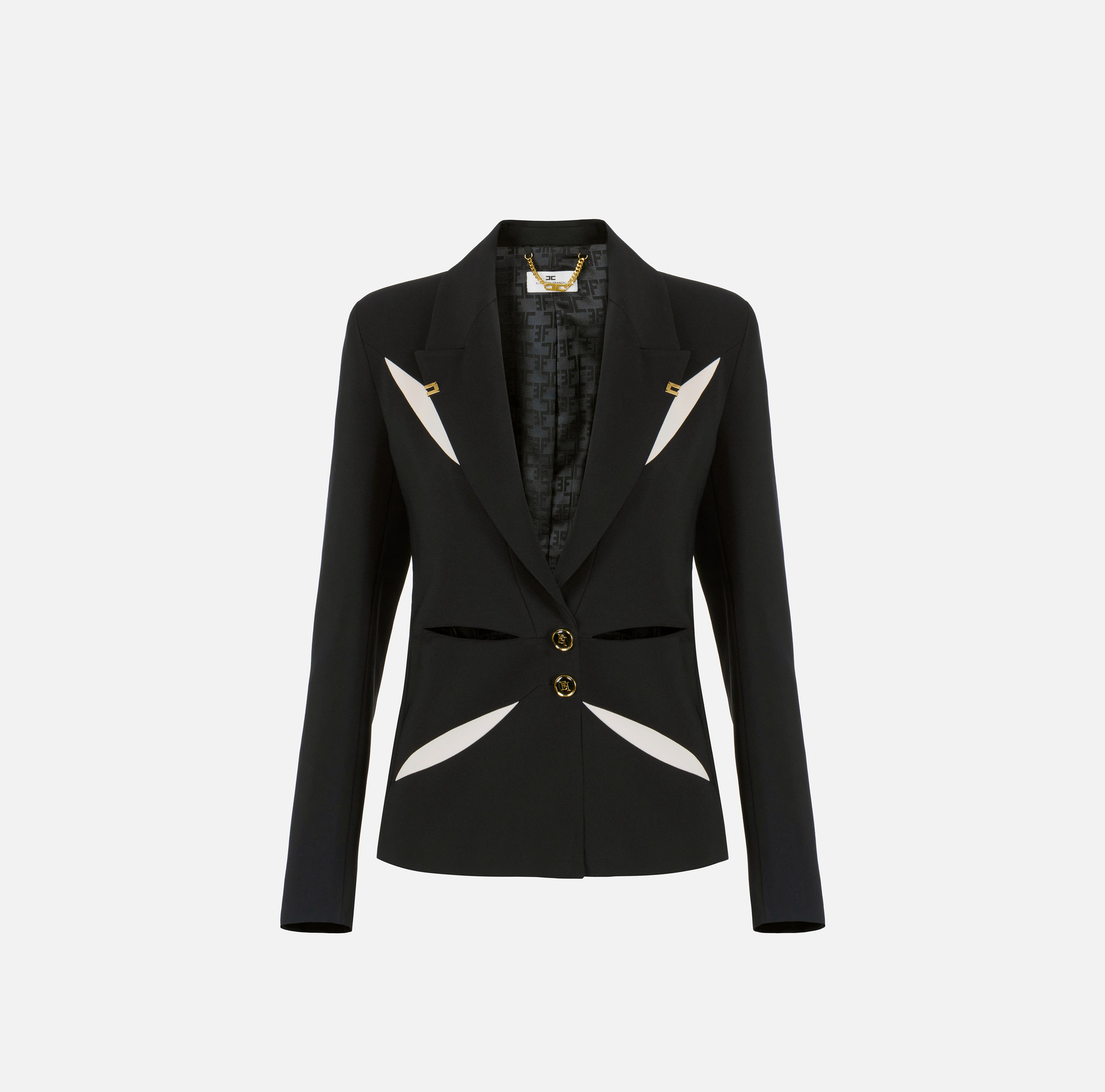 Jacke aus leichtem Crêpe mit zweifarbigem Cut-out - Elisabetta Franchi