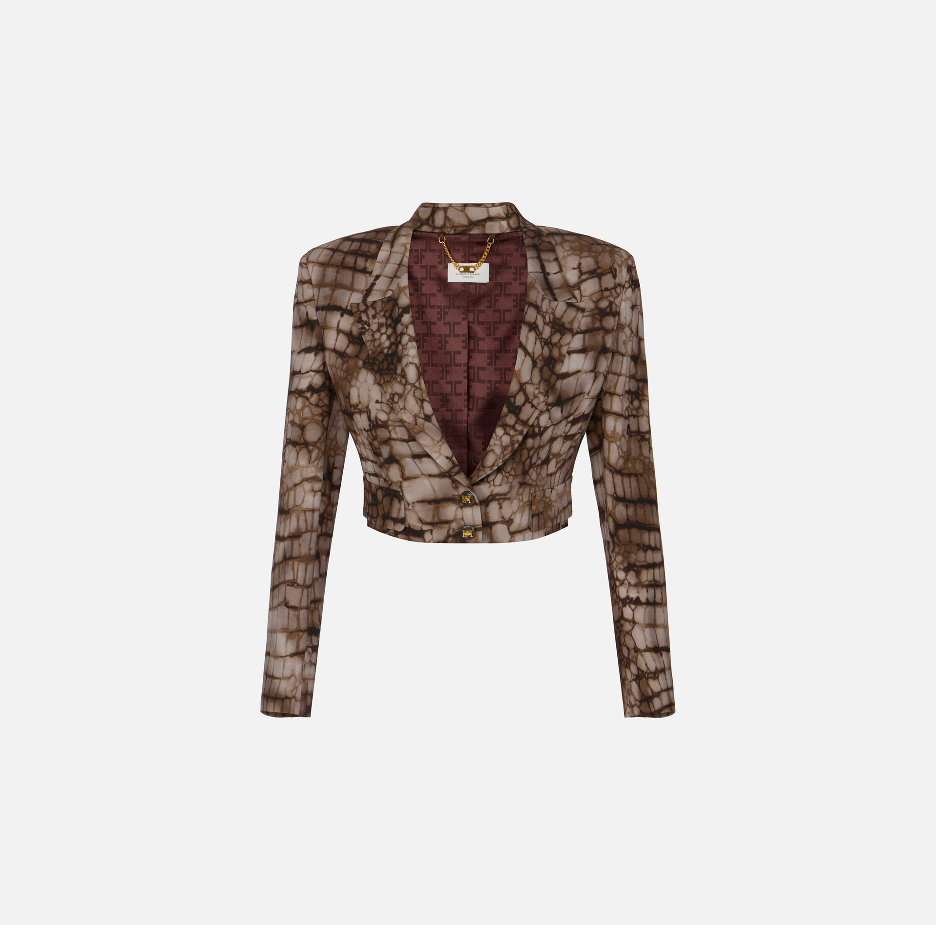Short jacket in crêpe fabric with alligator print - Elisabetta Franchi