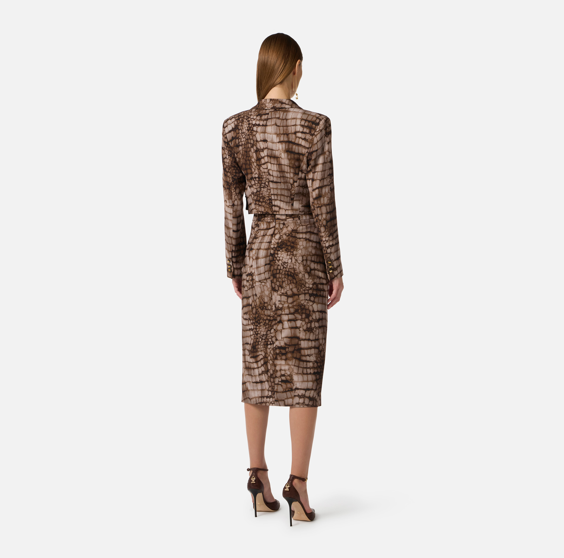 Short jacket in crêpe fabric with alligator print - Elisabetta Franchi
