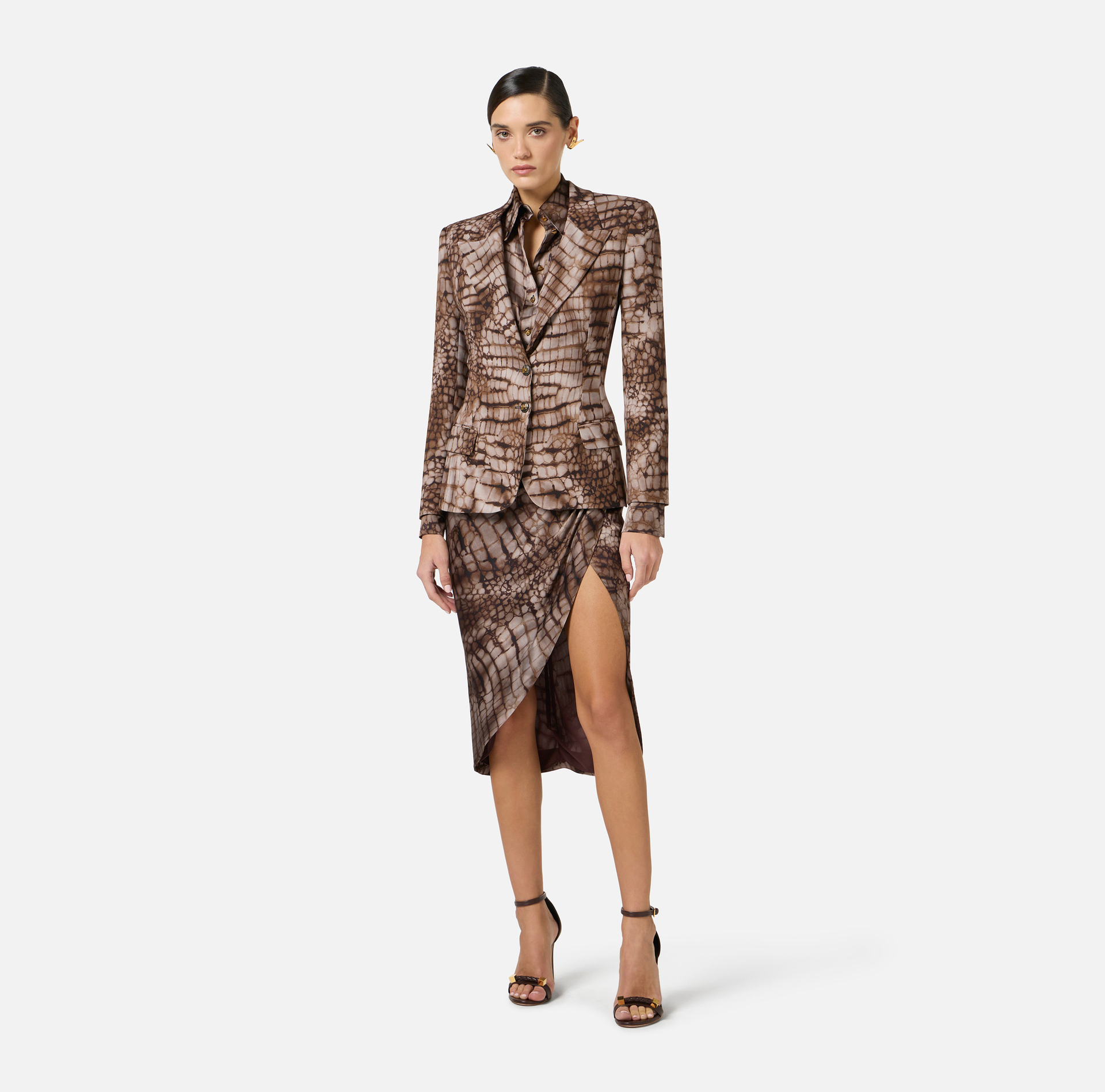 Jacket in crêpe fabric with alligator print - Elisabetta Franchi