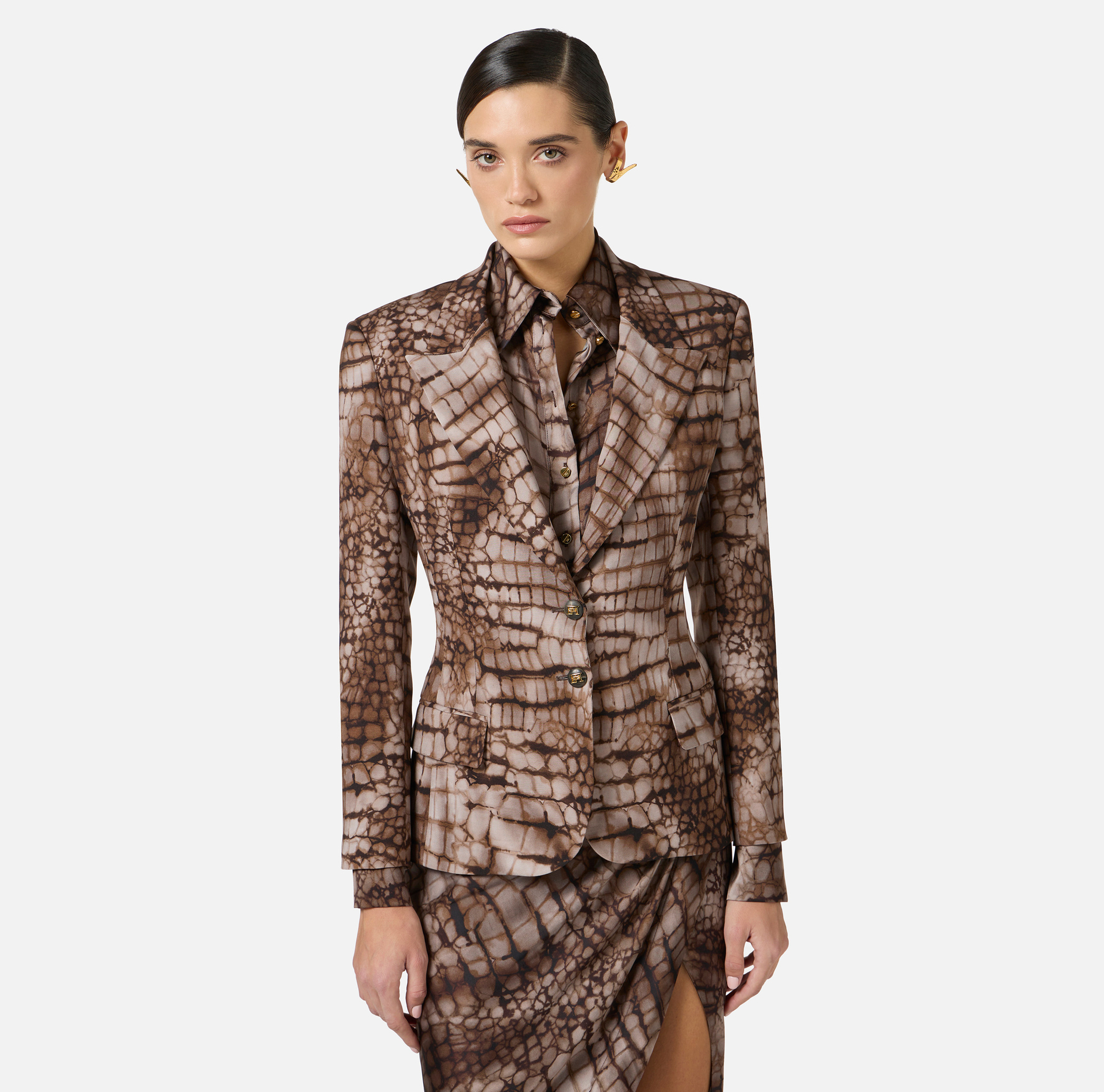 Jacket in crêpe fabric with alligator print - Elisabetta Franchi
