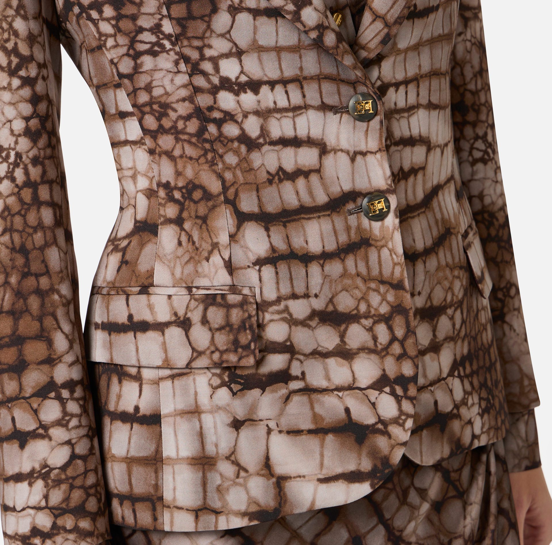 Jacket in crêpe fabric with alligator print - Elisabetta Franchi