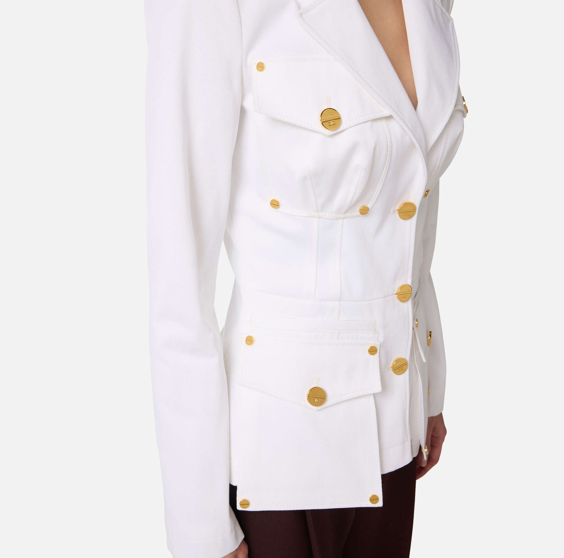 Jacke aus Baumwoll-Gabardine mit großen Taschen - Elisabetta Franchi