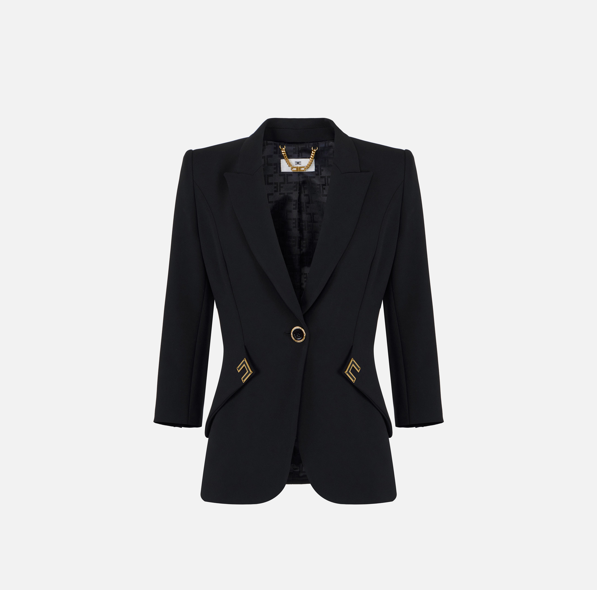 Giacca in doppio crêpe stretch con dettagli logo