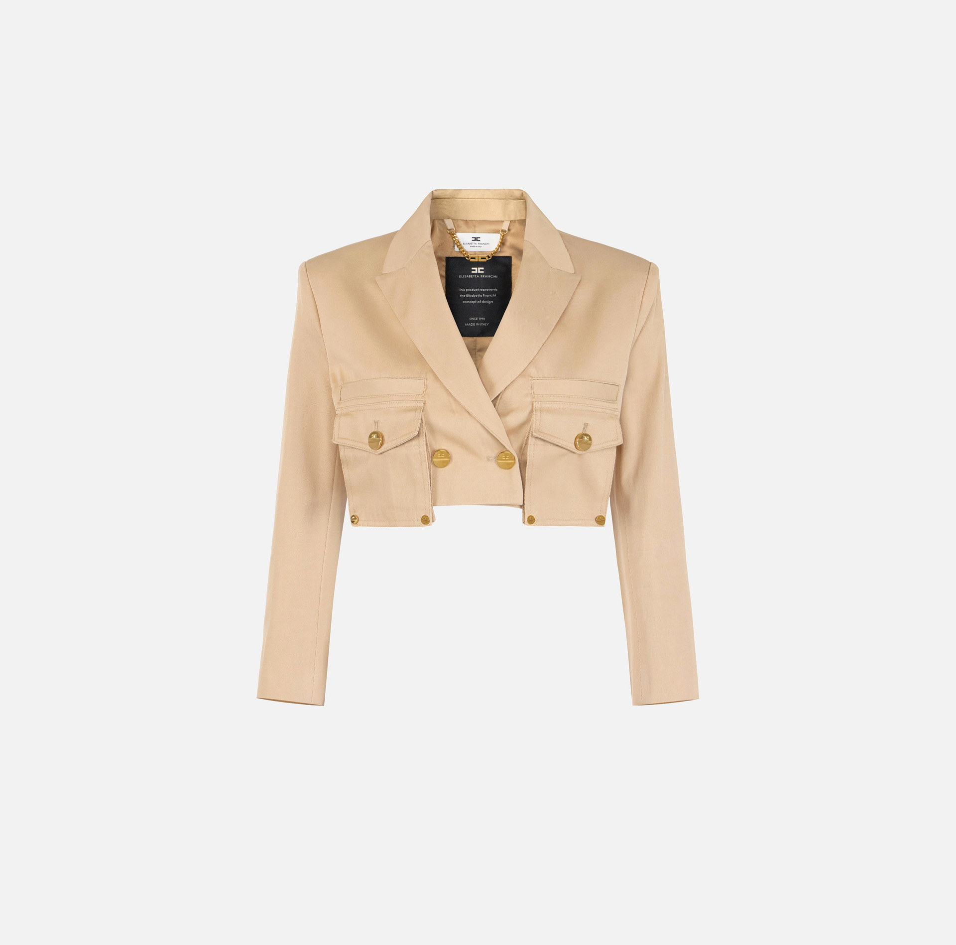 Cotton gabardine jacket with cargo pockets - Elisabetta Franchi