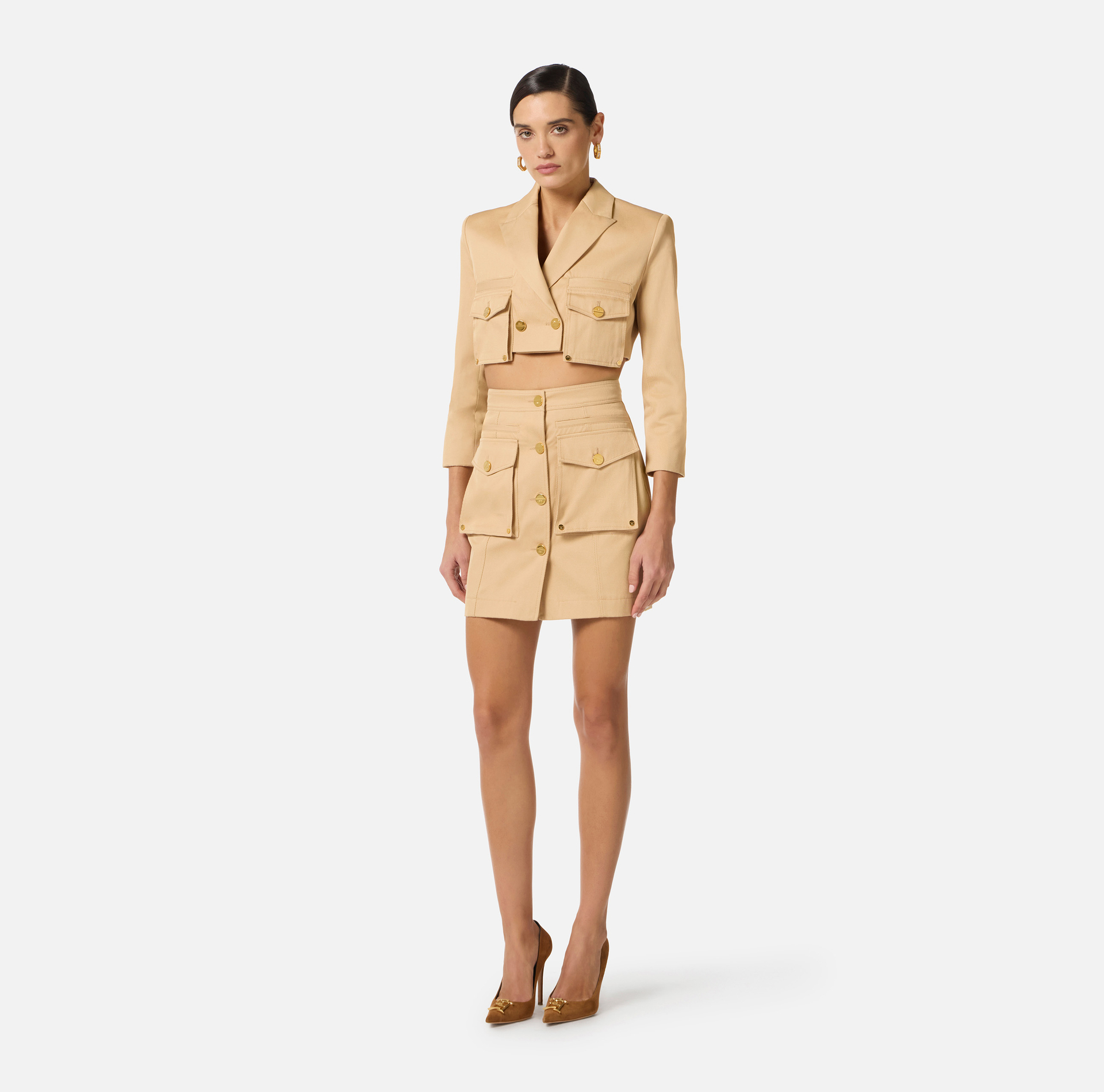 Cotton gabardine jacket with cargo pockets - Elisabetta Franchi