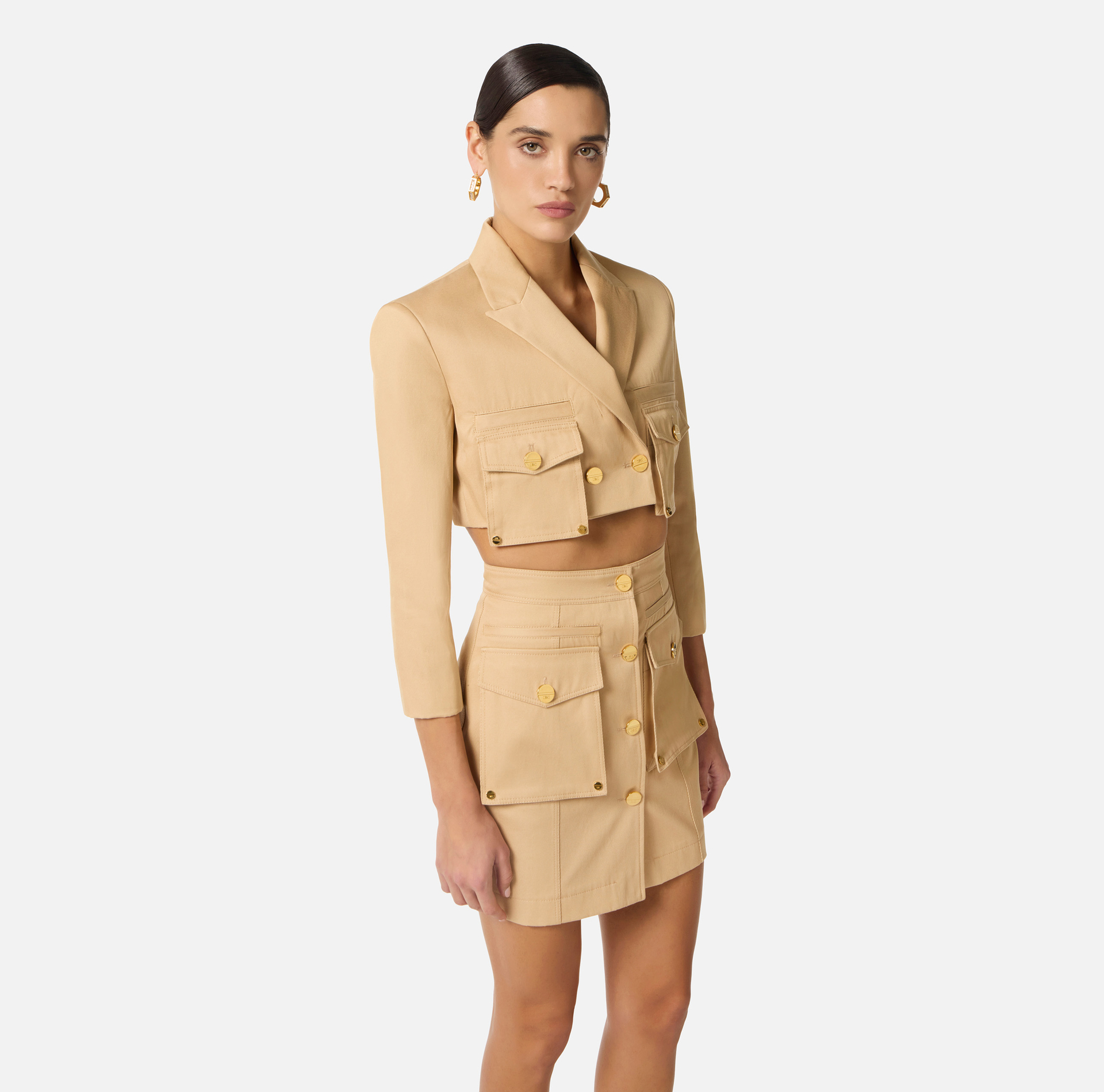 Cotton gabardine jacket with cargo pockets - Elisabetta Franchi