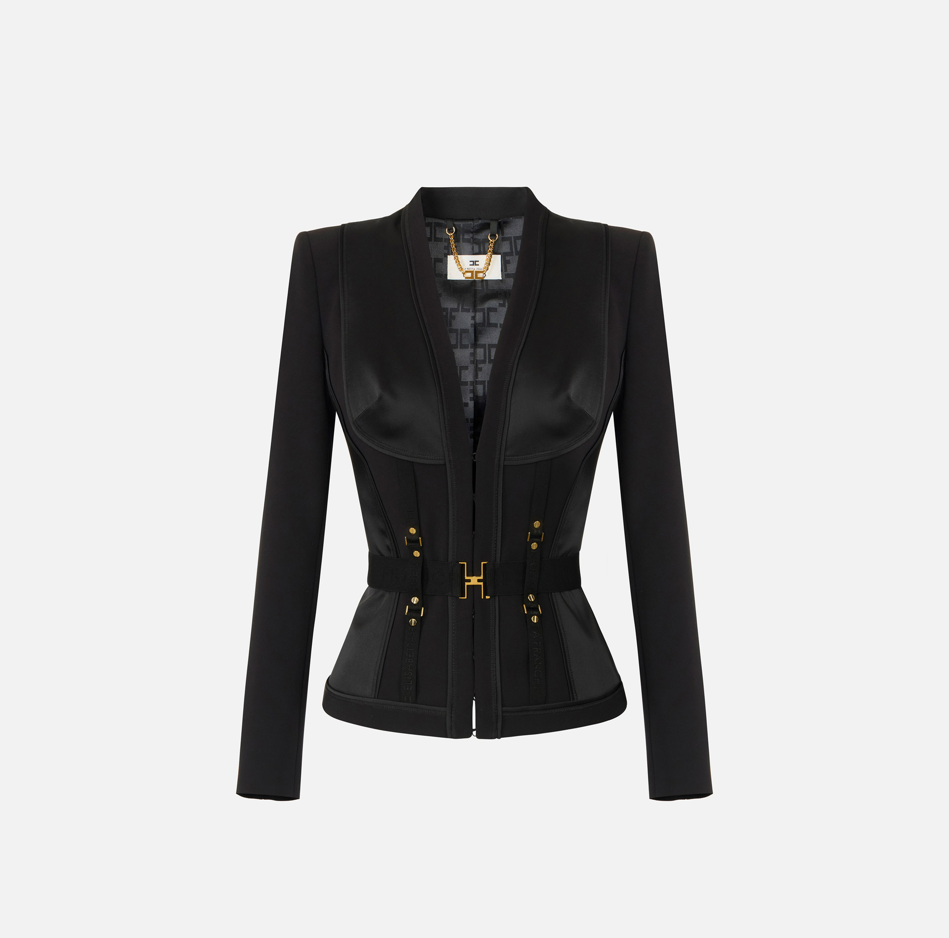 Giacca bustier in crêpe leggero e raso