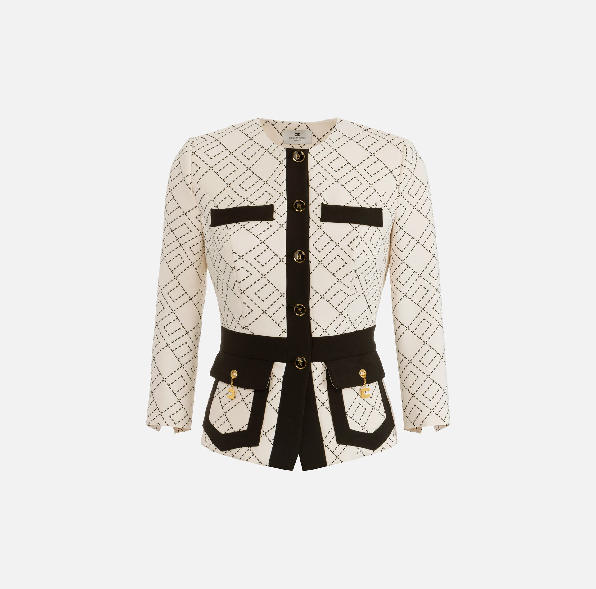 Chaqueta bicolor de crepé doble - Elisabetta Franchi