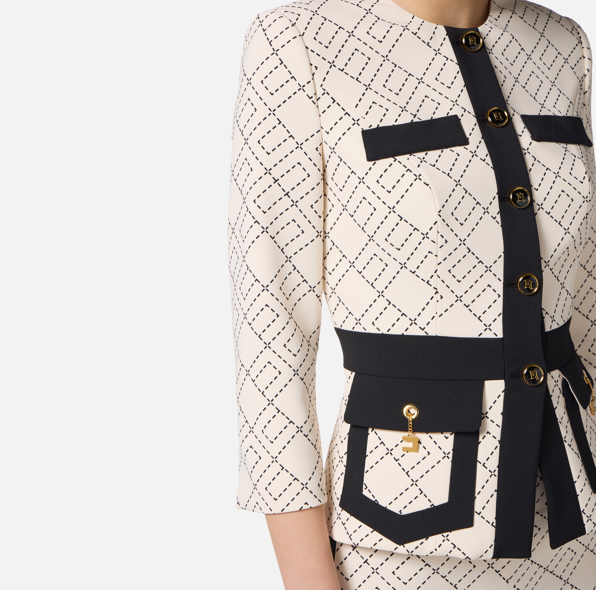 Chaqueta bicolor de crepé doble - Elisabetta Franchi