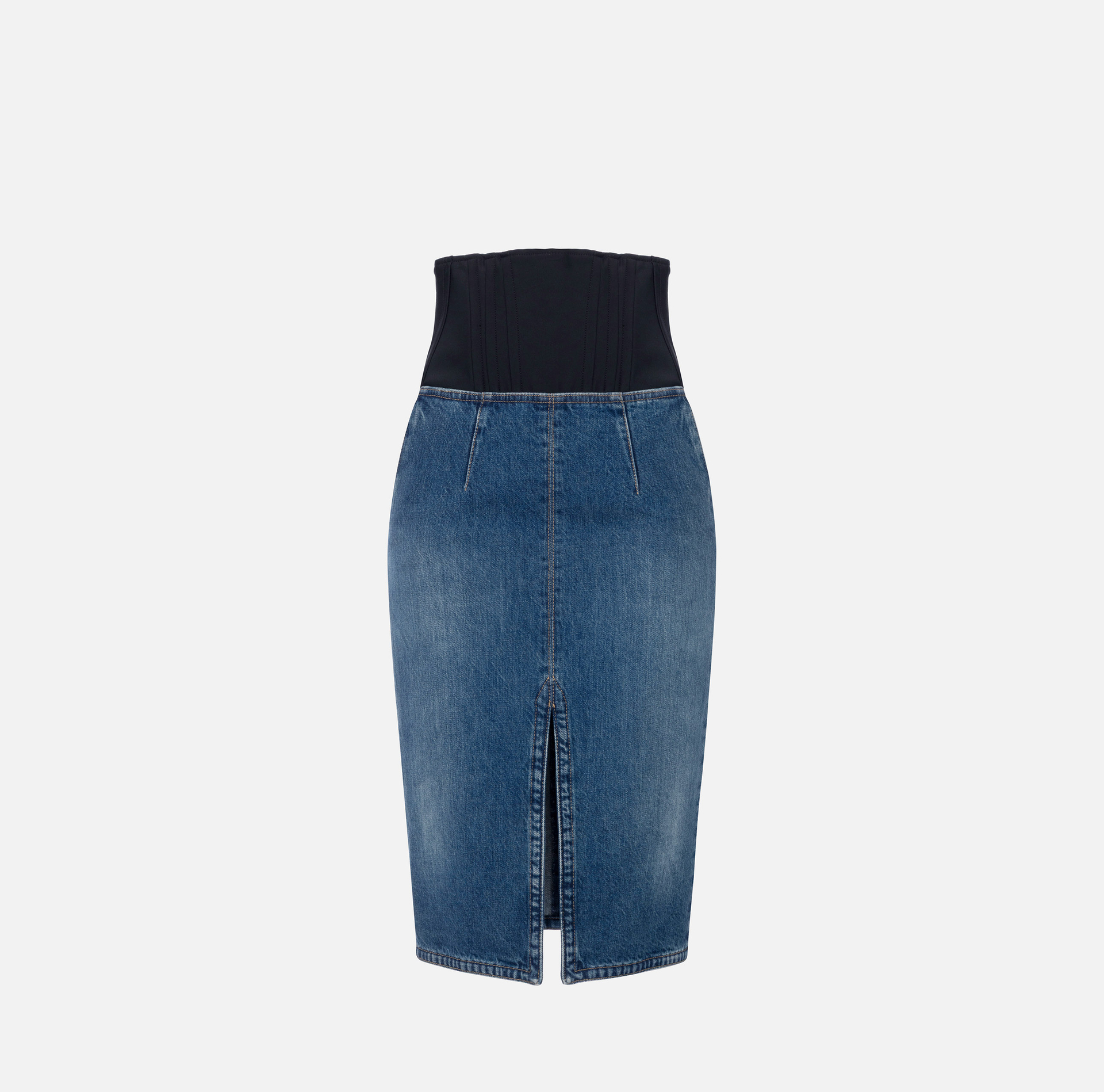 Falda de denim y neopreno - Elisabetta Franchi