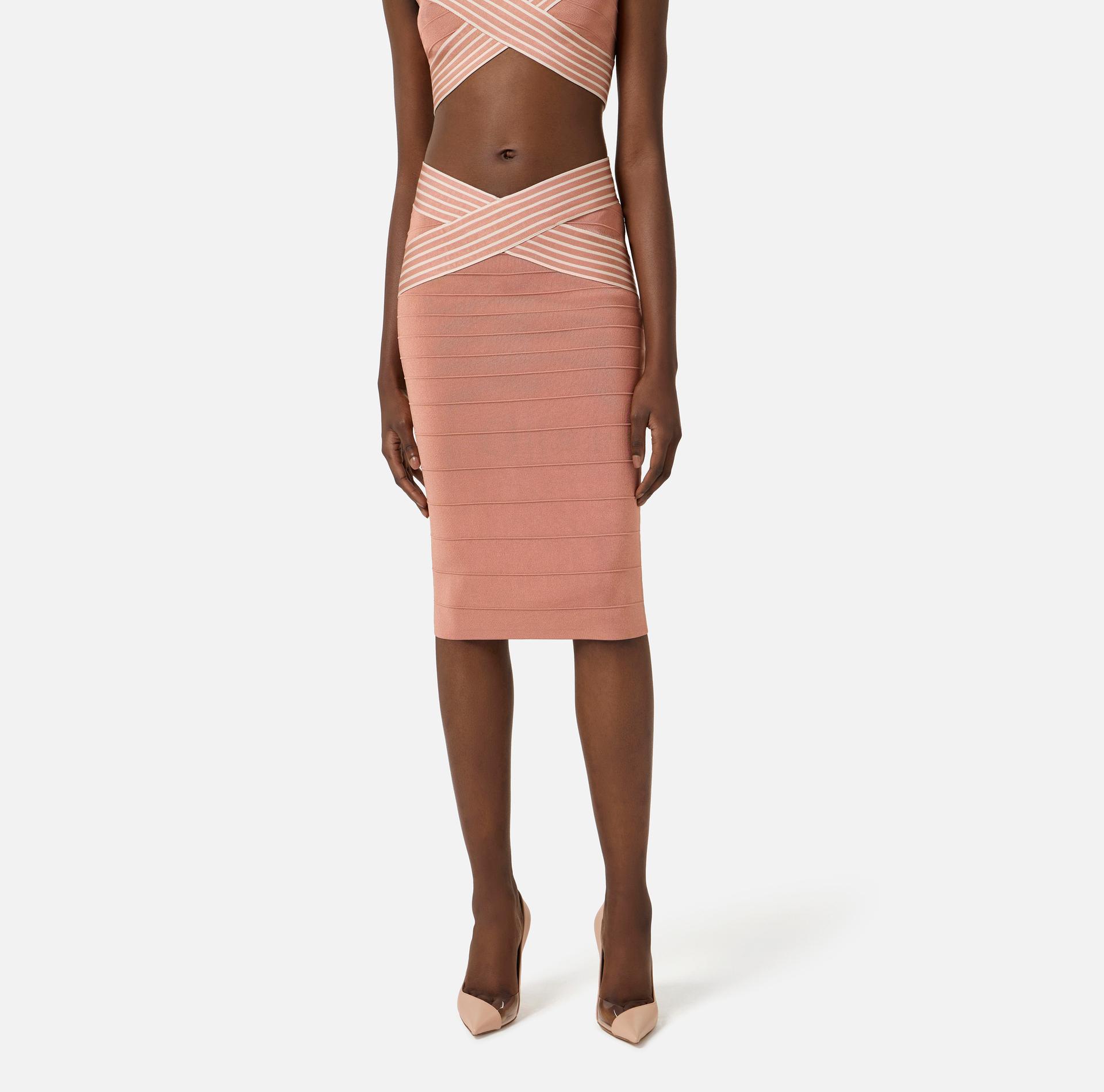 Dzianinowa spódnica z panelami w paski - Elisabetta Franchi