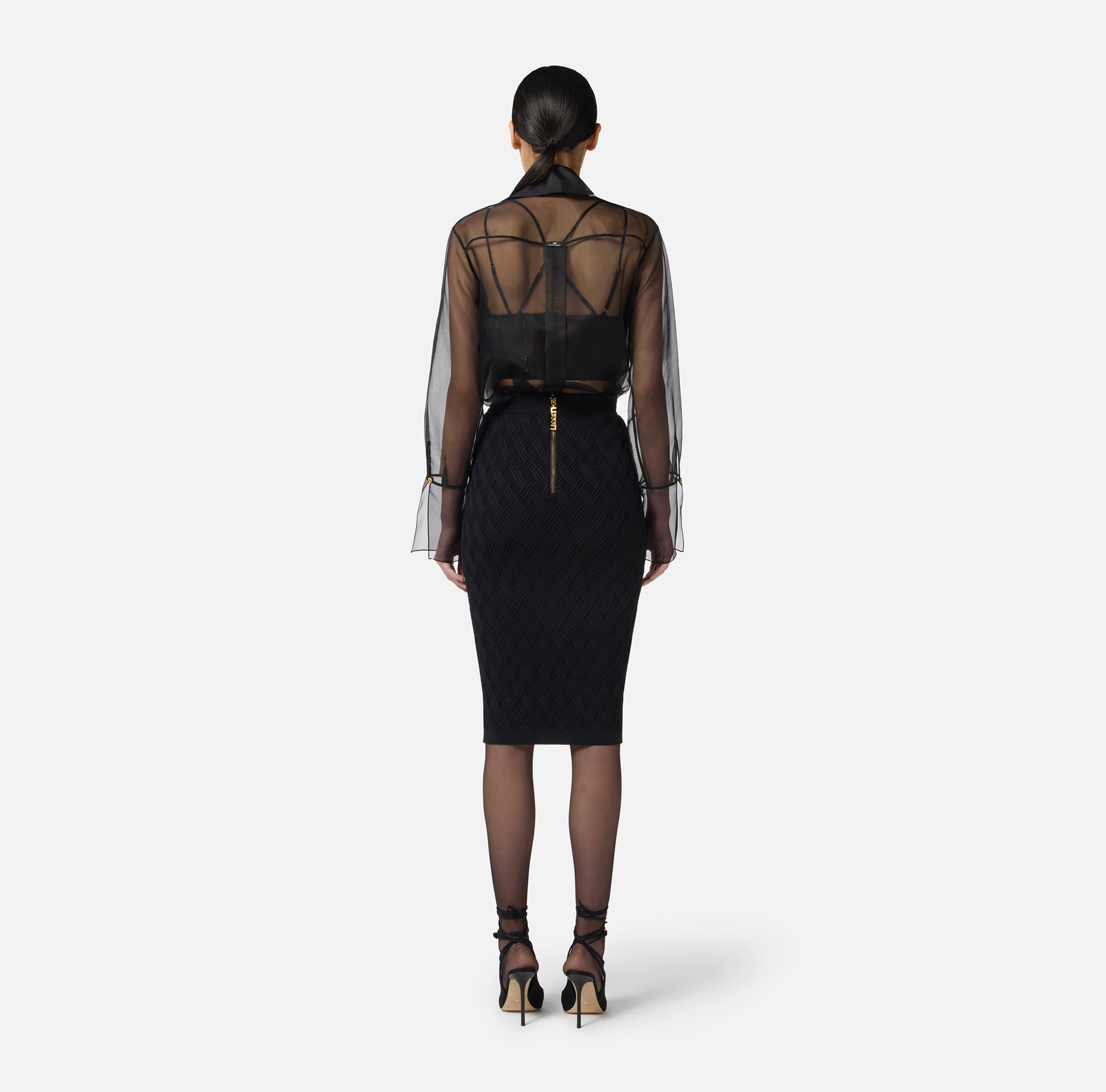 Jupe en tricot en losanges avec détail bijou - Elisabetta Franchi