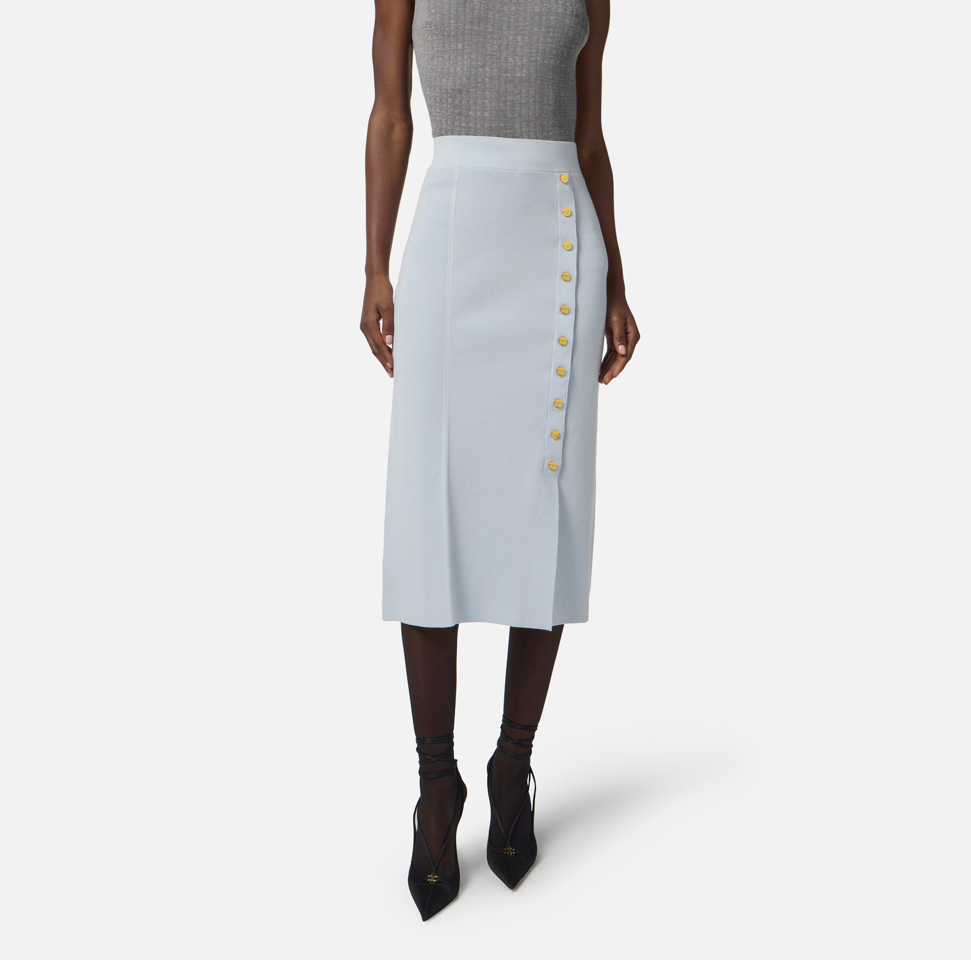 Jupe en tricot maille Roma avec boutons bijoux - Elisabetta Franchi