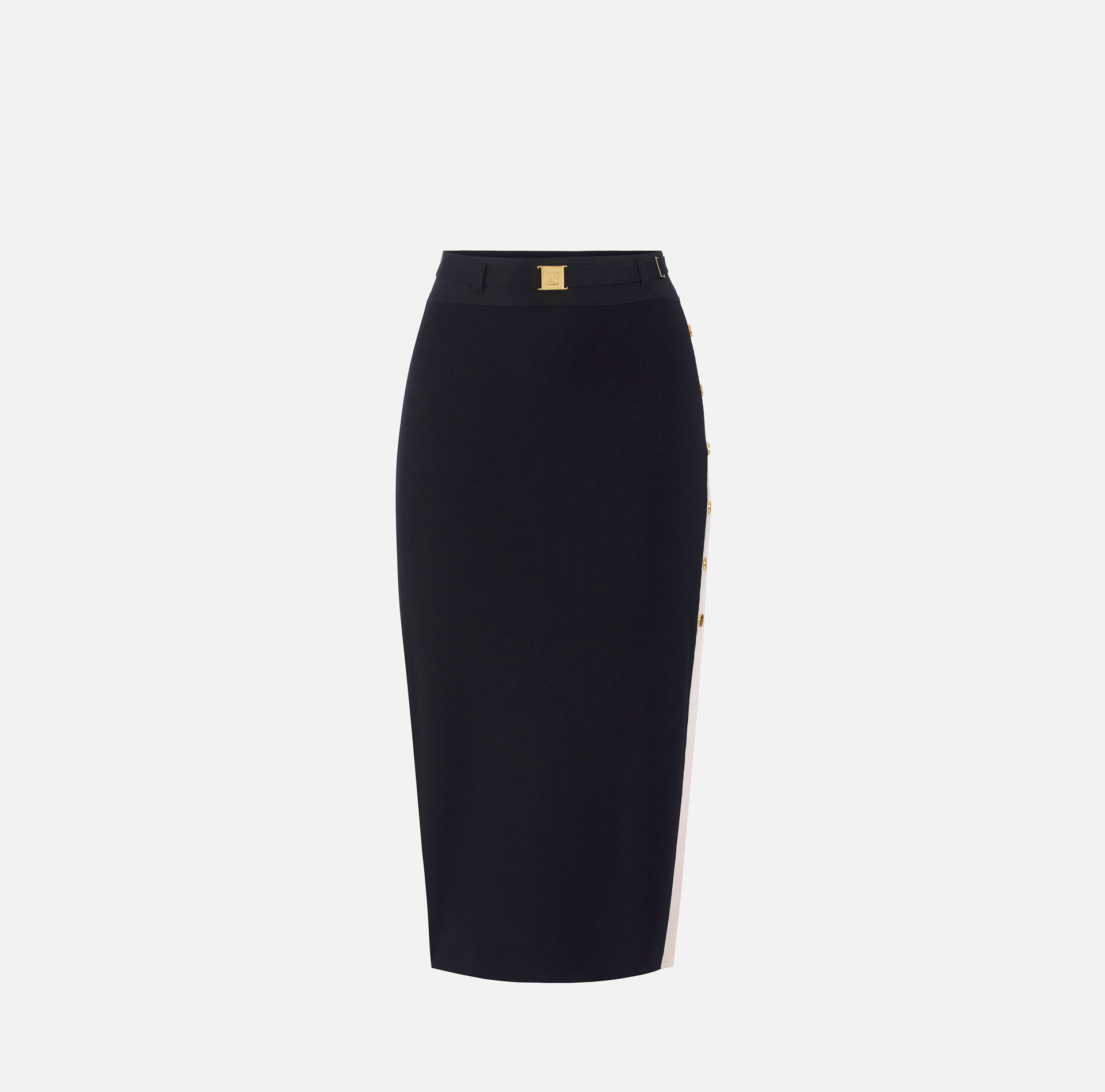 Dzianinowa spódnica z panelami z błyszczącej wiskozy - Elisabetta Franchi