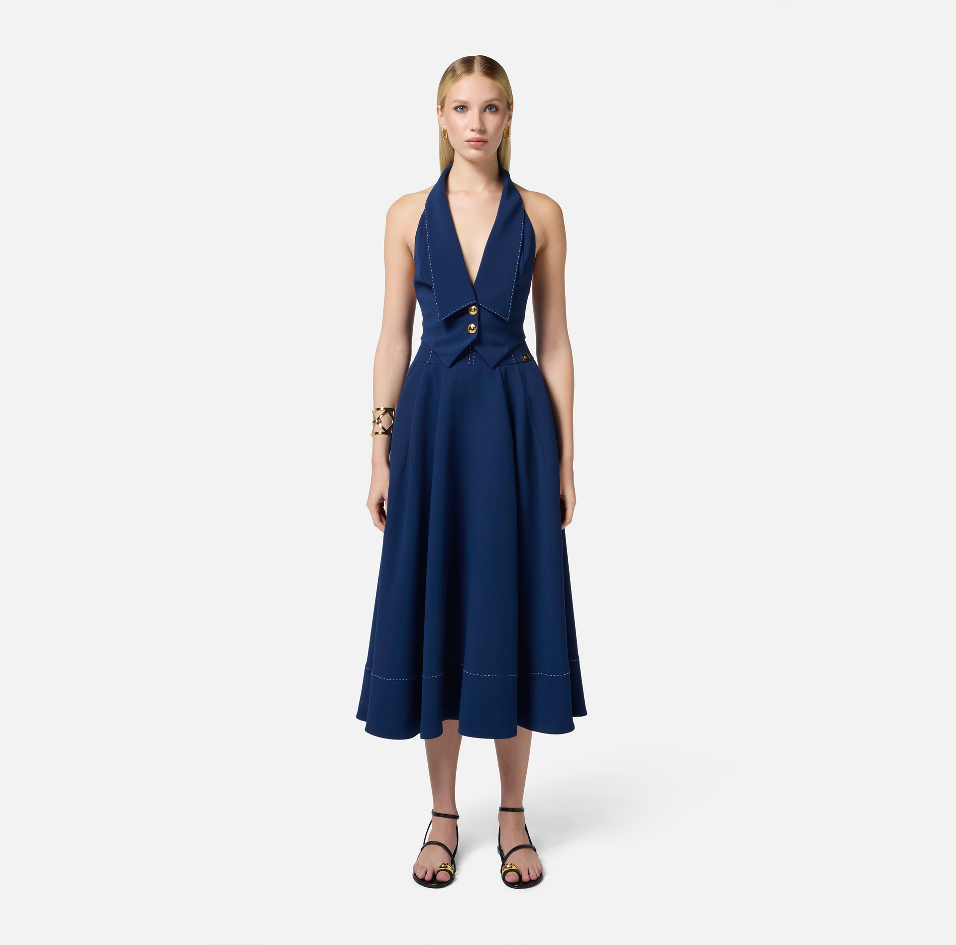 Crêpe waistcoat with contrasting topstitching - Elisabetta Franchi