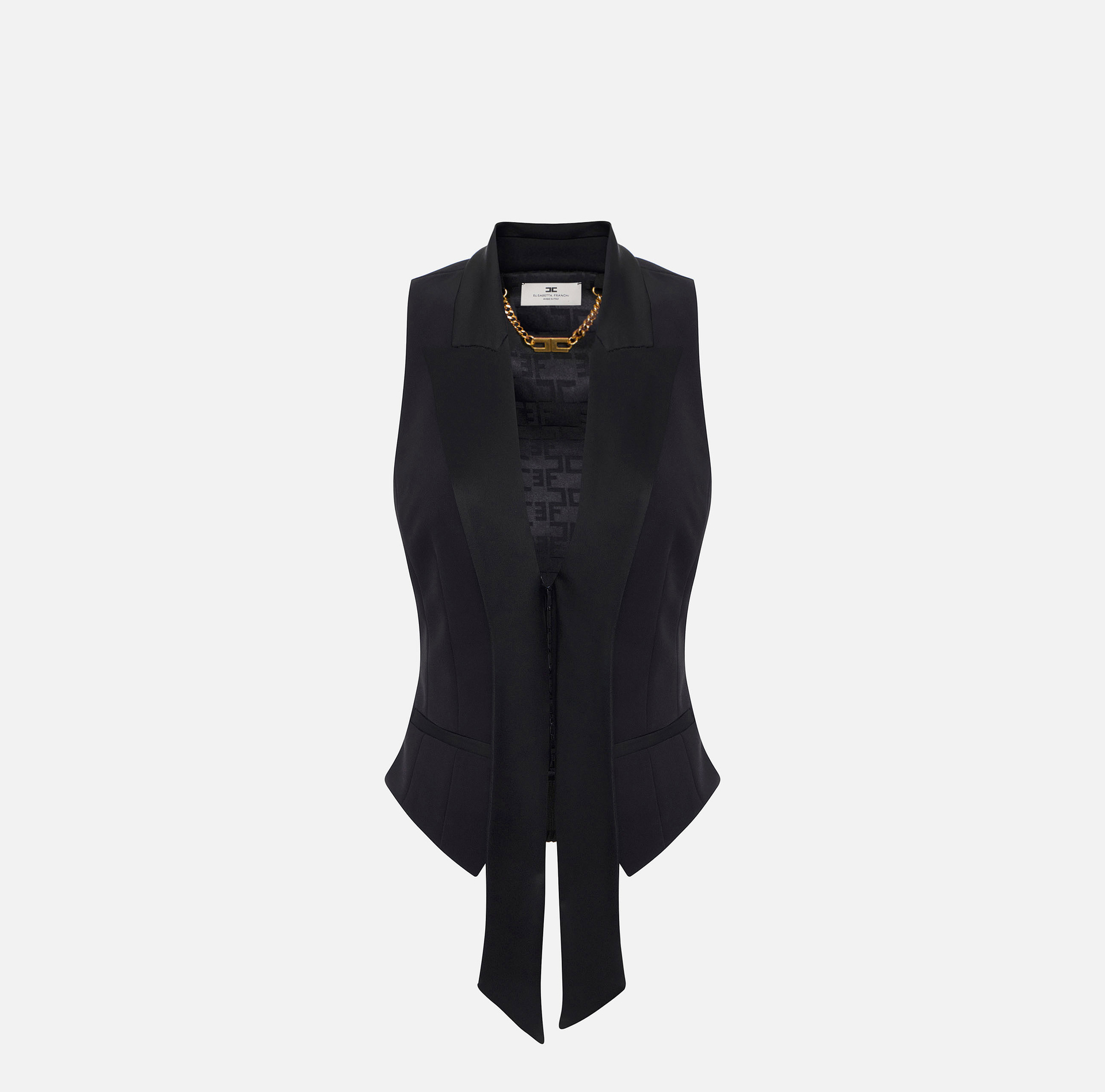 Crêpe tuxedo waistcoat with satin lapels - Elisabetta Franchi