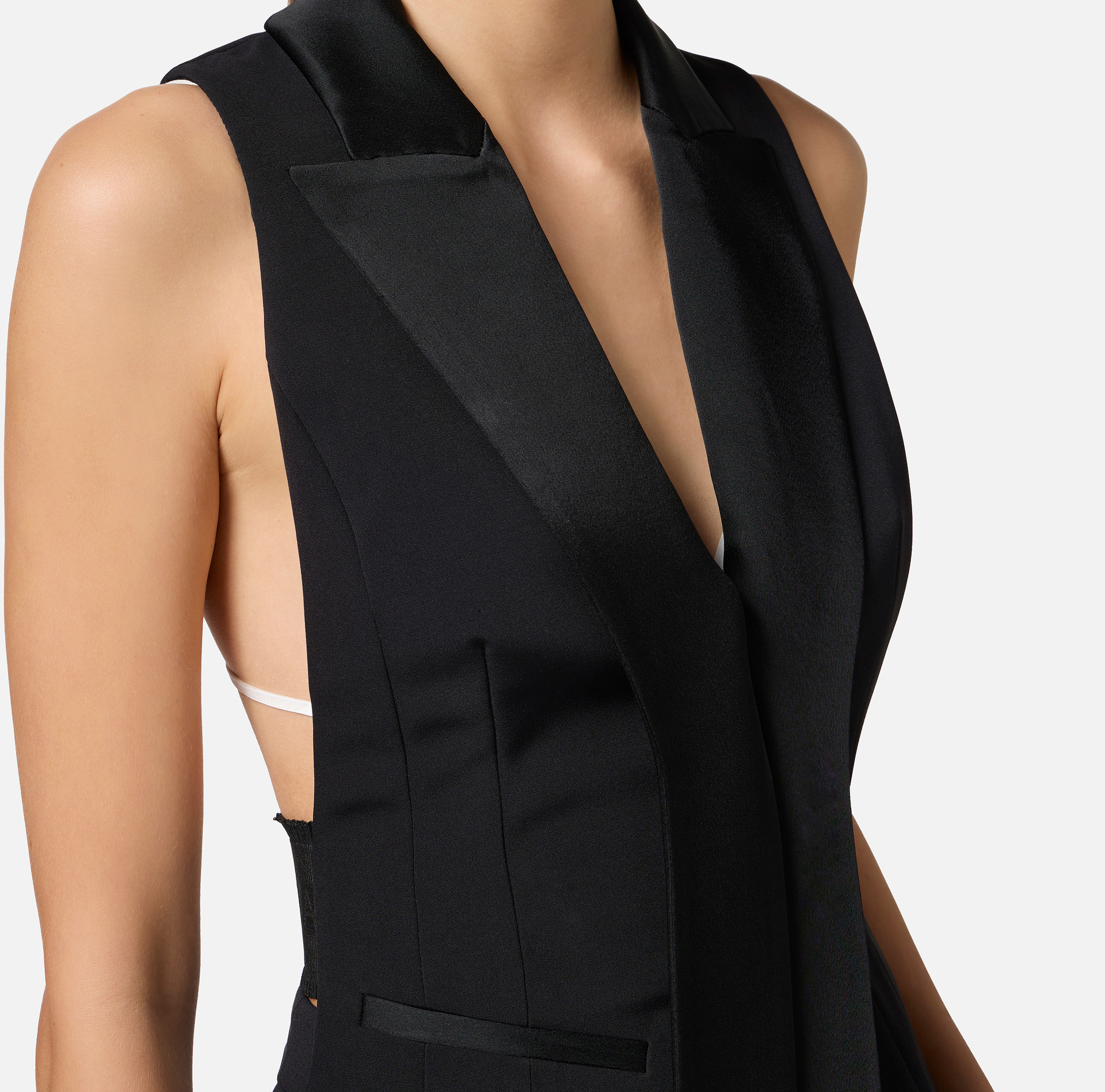 Crêpe tuxedo waistcoat with satin lapels - Elisabetta Franchi
