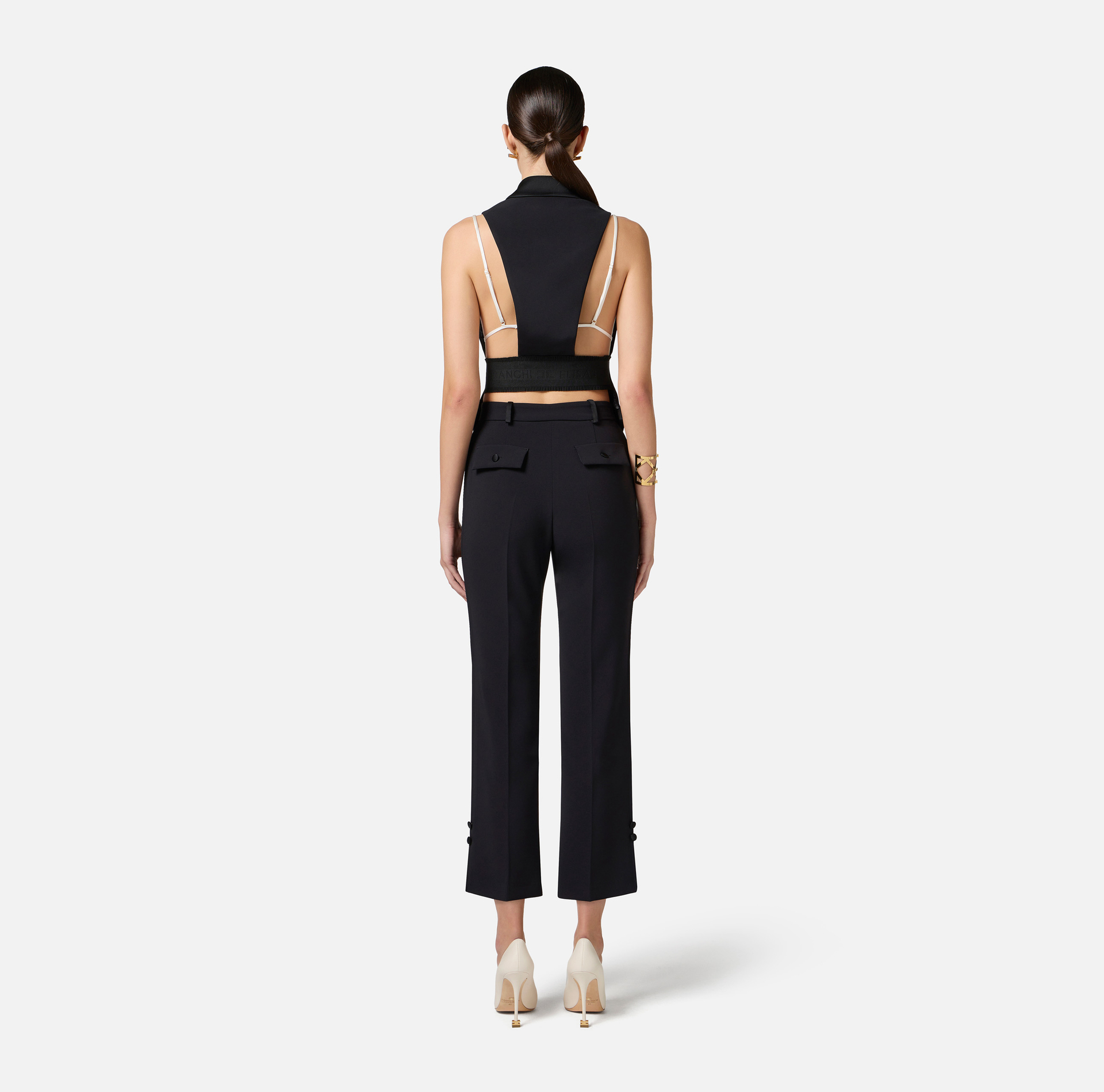 Crêpe tuxedo waistcoat with satin lapels - Elisabetta Franchi