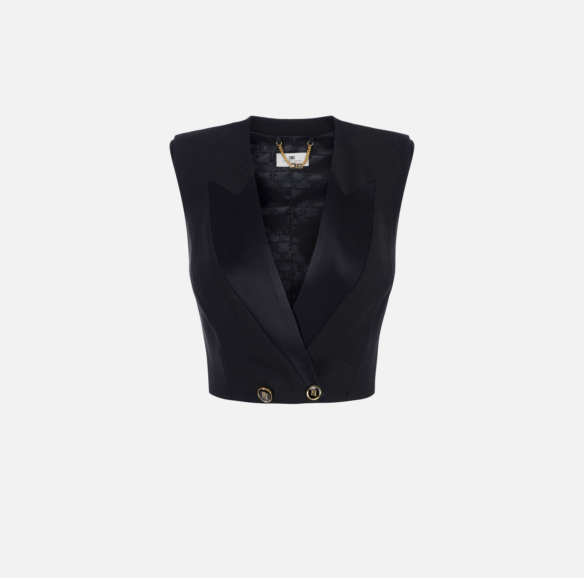 Gilet en crêpe avec revers en satin - Elisabetta Franchi