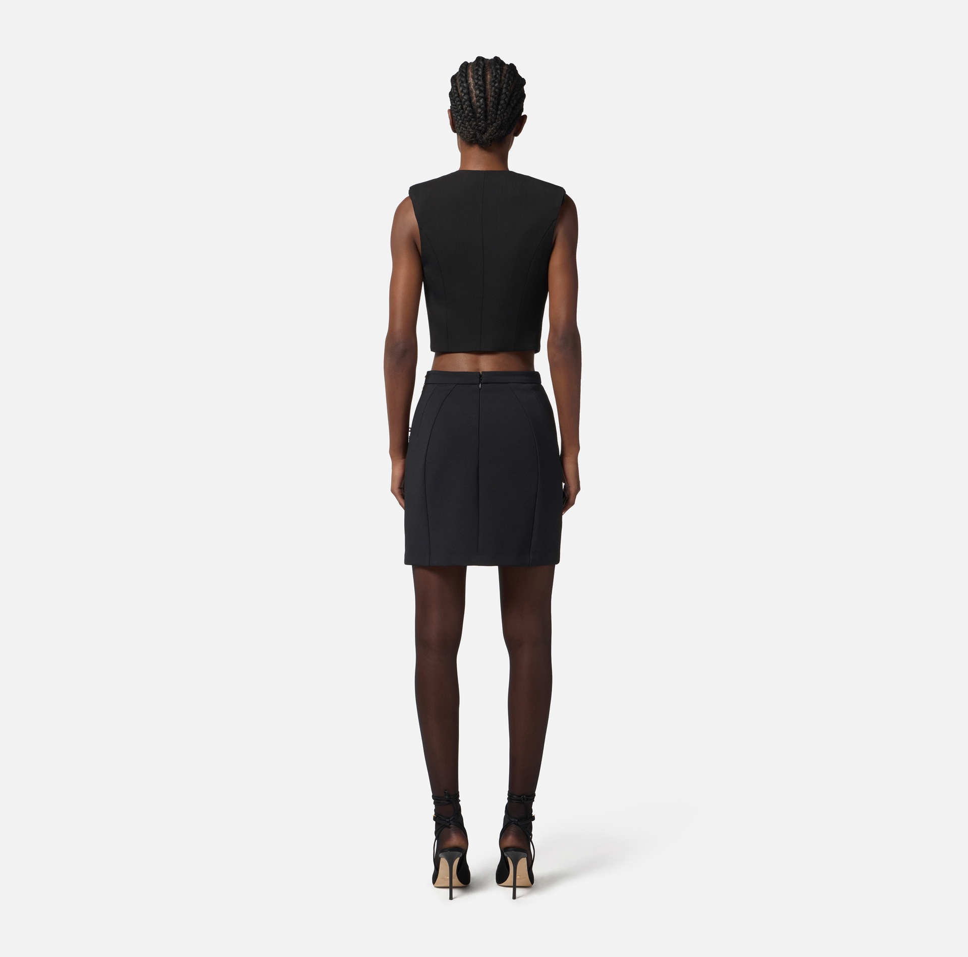 Gilet en crêpe avec revers en satin - Elisabetta Franchi