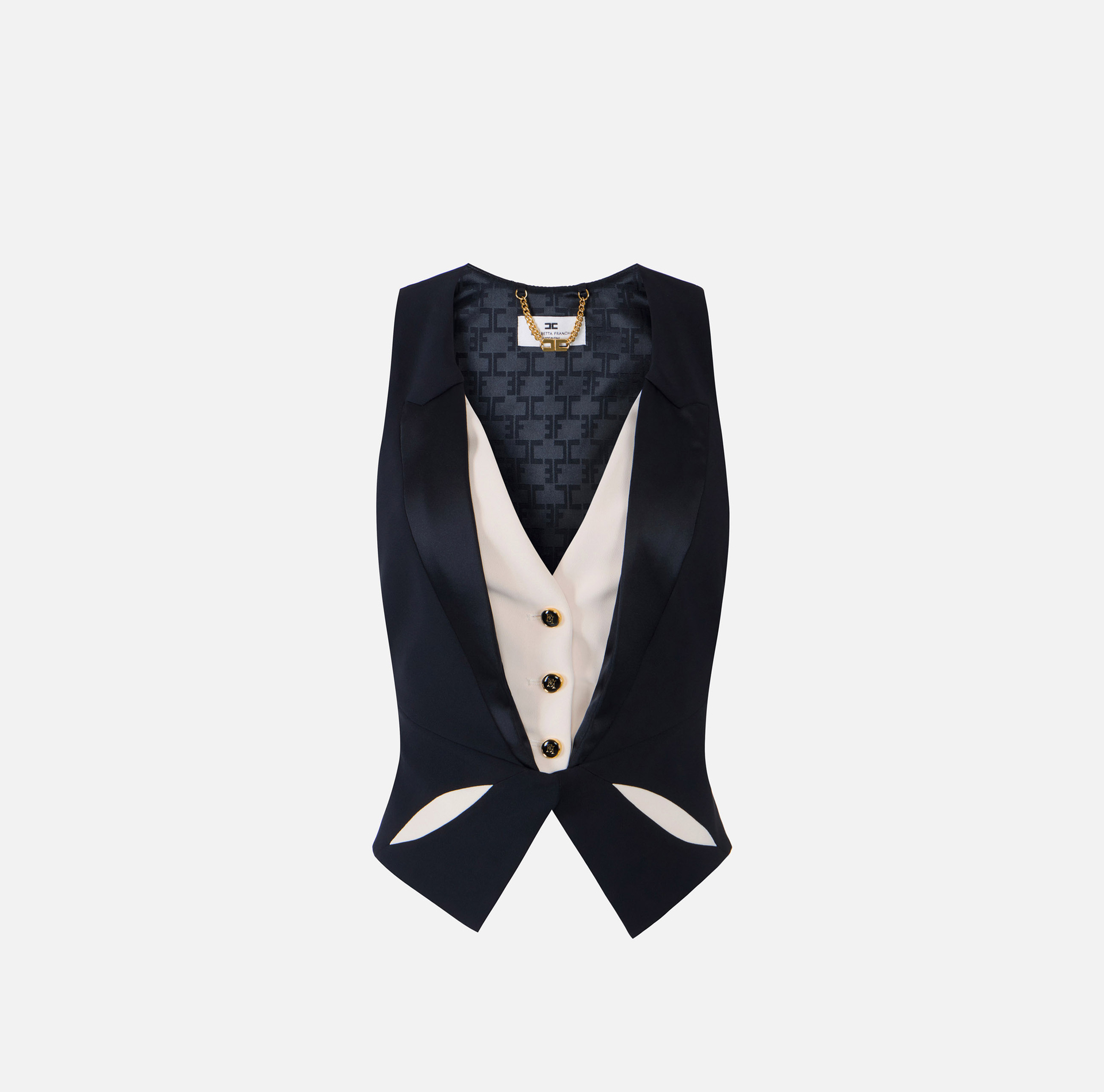 Gilet in crêpe leggero con cut-out bicolore
