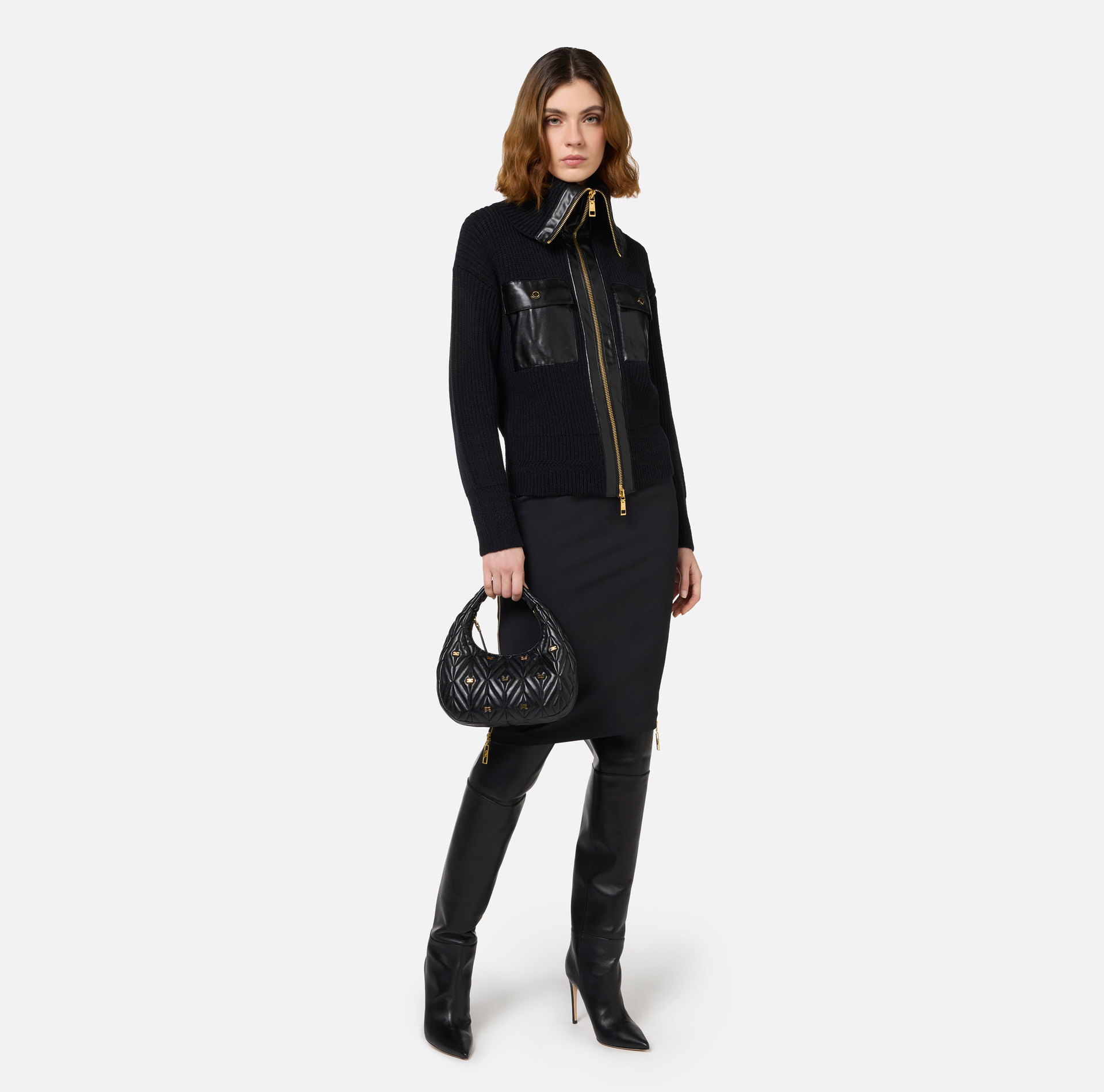 Gonna midi in crêpe con zip - Elisabetta Franchi