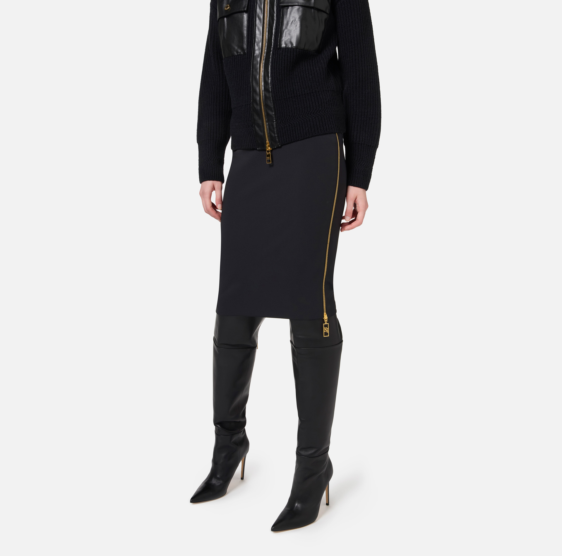 Gonna midi in crêpe con zip - Elisabetta Franchi