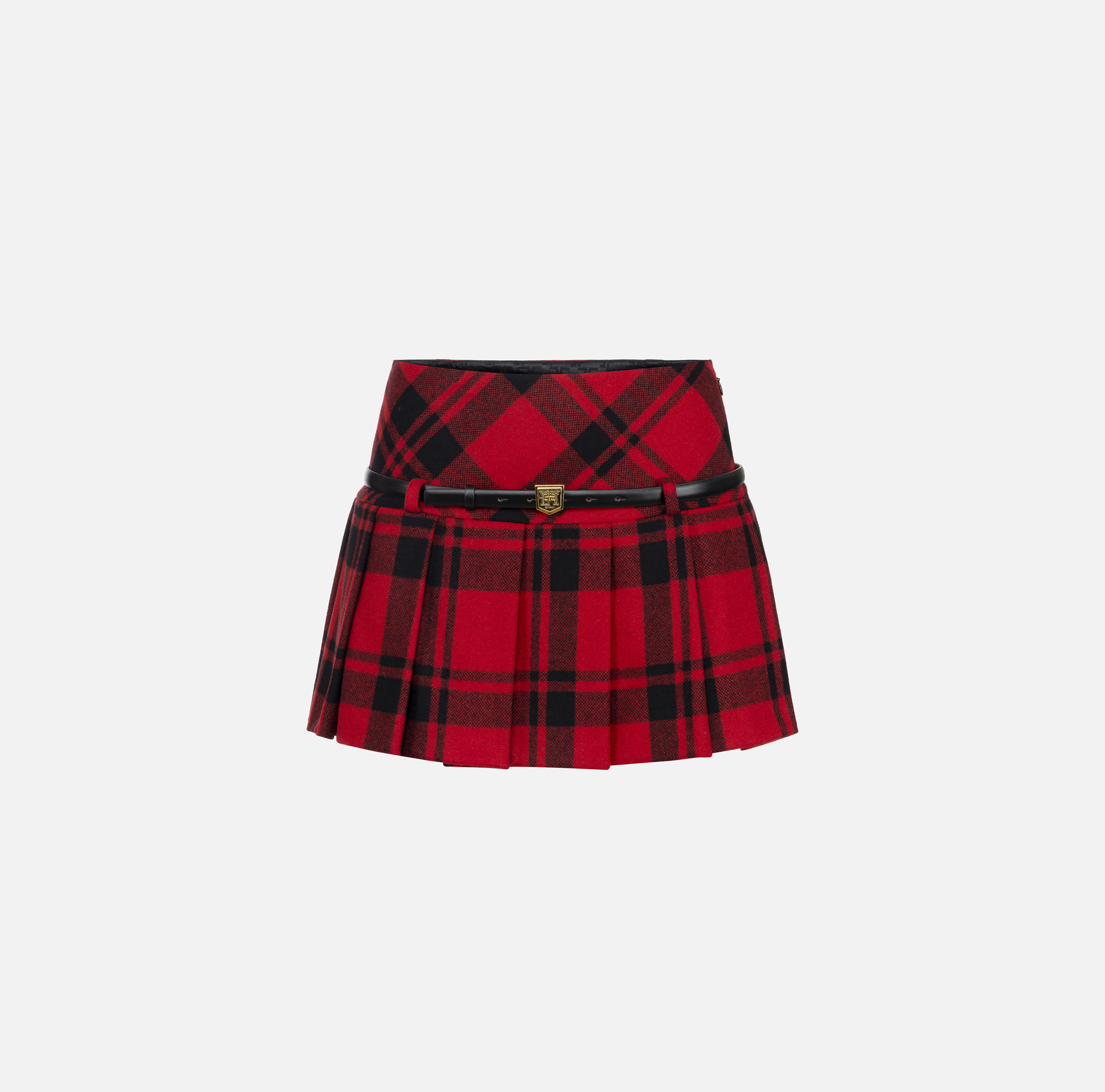 Minigonna a pieghe in tartan di lana - ABBIGLIAMENTO - Elisabetta Franchi