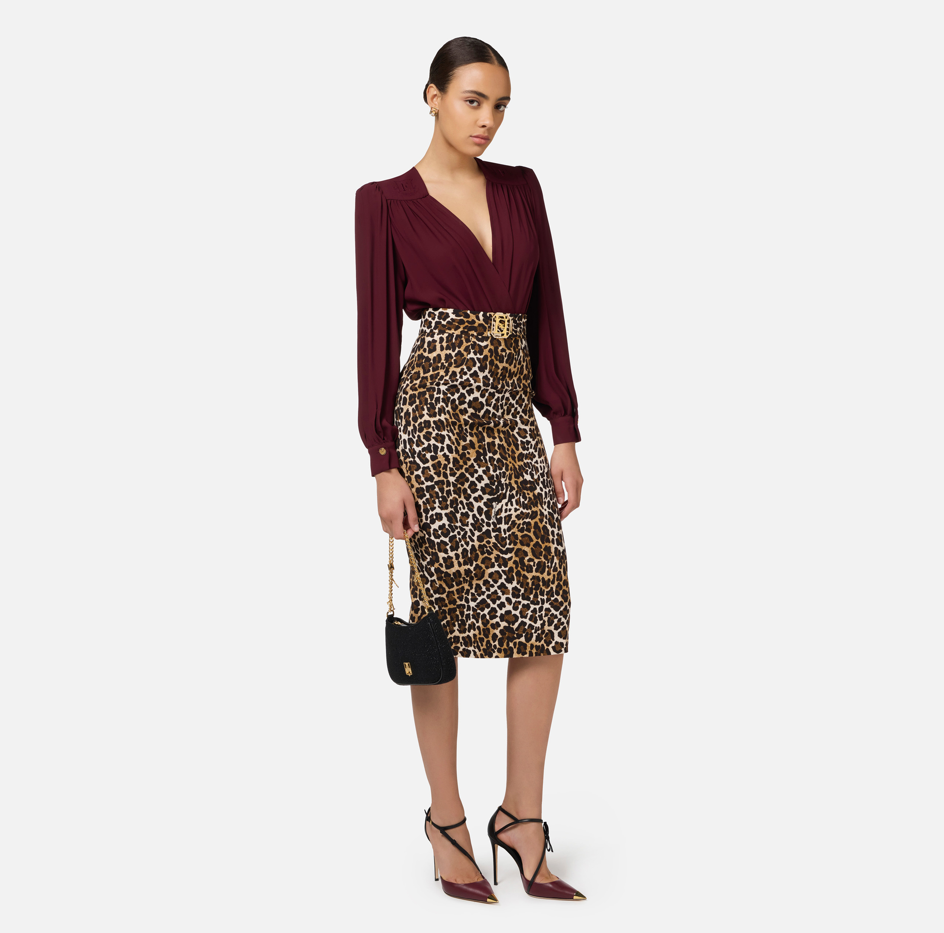 Gonna midi in crêpe animalier - Elisabetta Franchi