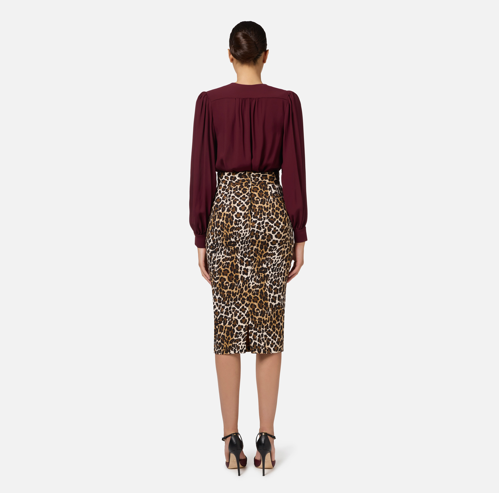 Gonna midi in crêpe animalier - Elisabetta Franchi