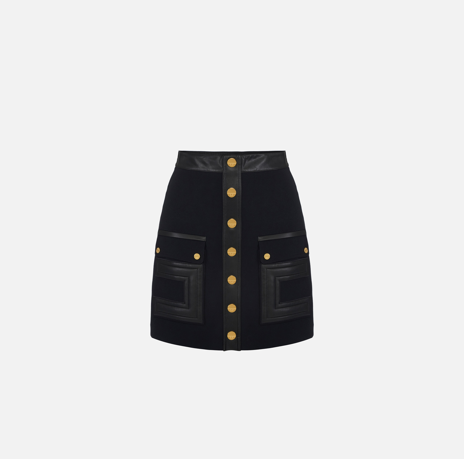 Minifalda de doble crepé con detalles logotipo - Elisabetta Franchi
