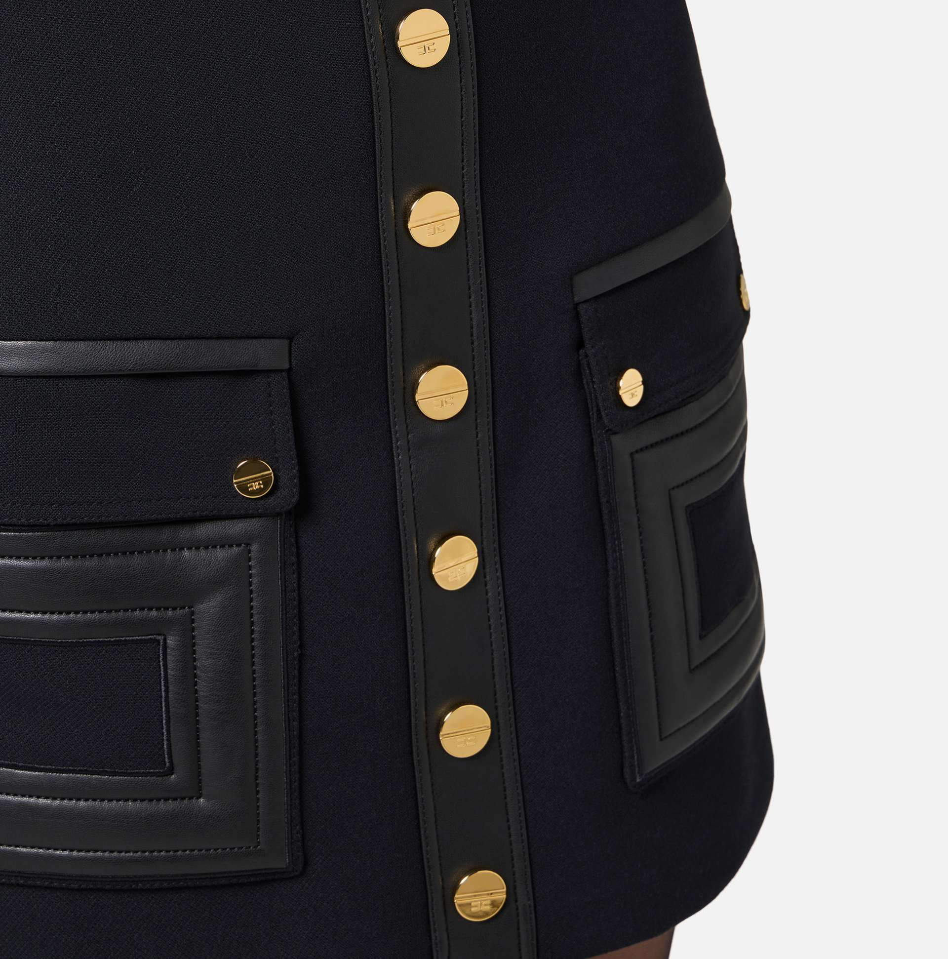 Minifalda de doble crepé con detalles logotipo - Elisabetta Franchi