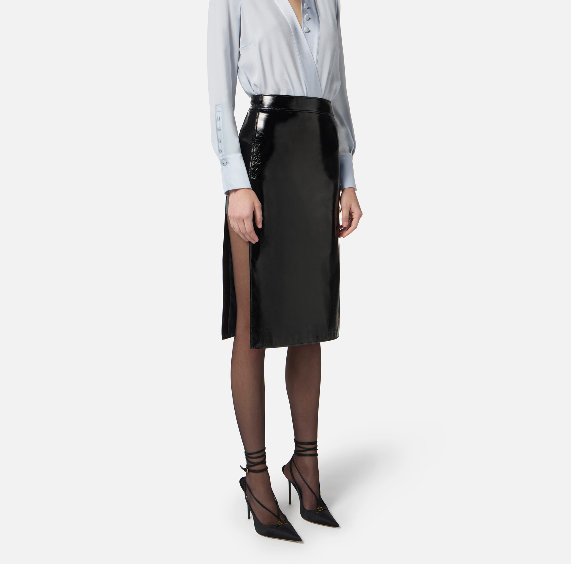 Vinyl skirt with jewel buttons - Elisabetta Franchi