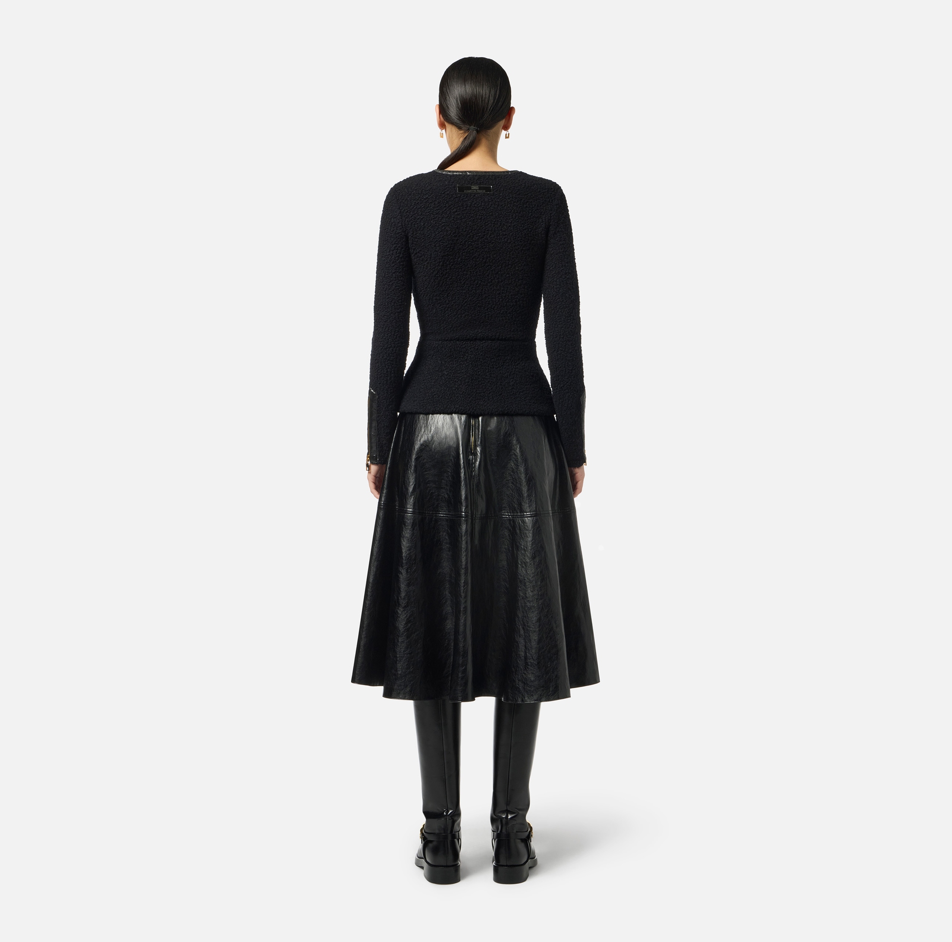 Falda con efecto craquelé con detalles logotipo - Elisabetta Franchi