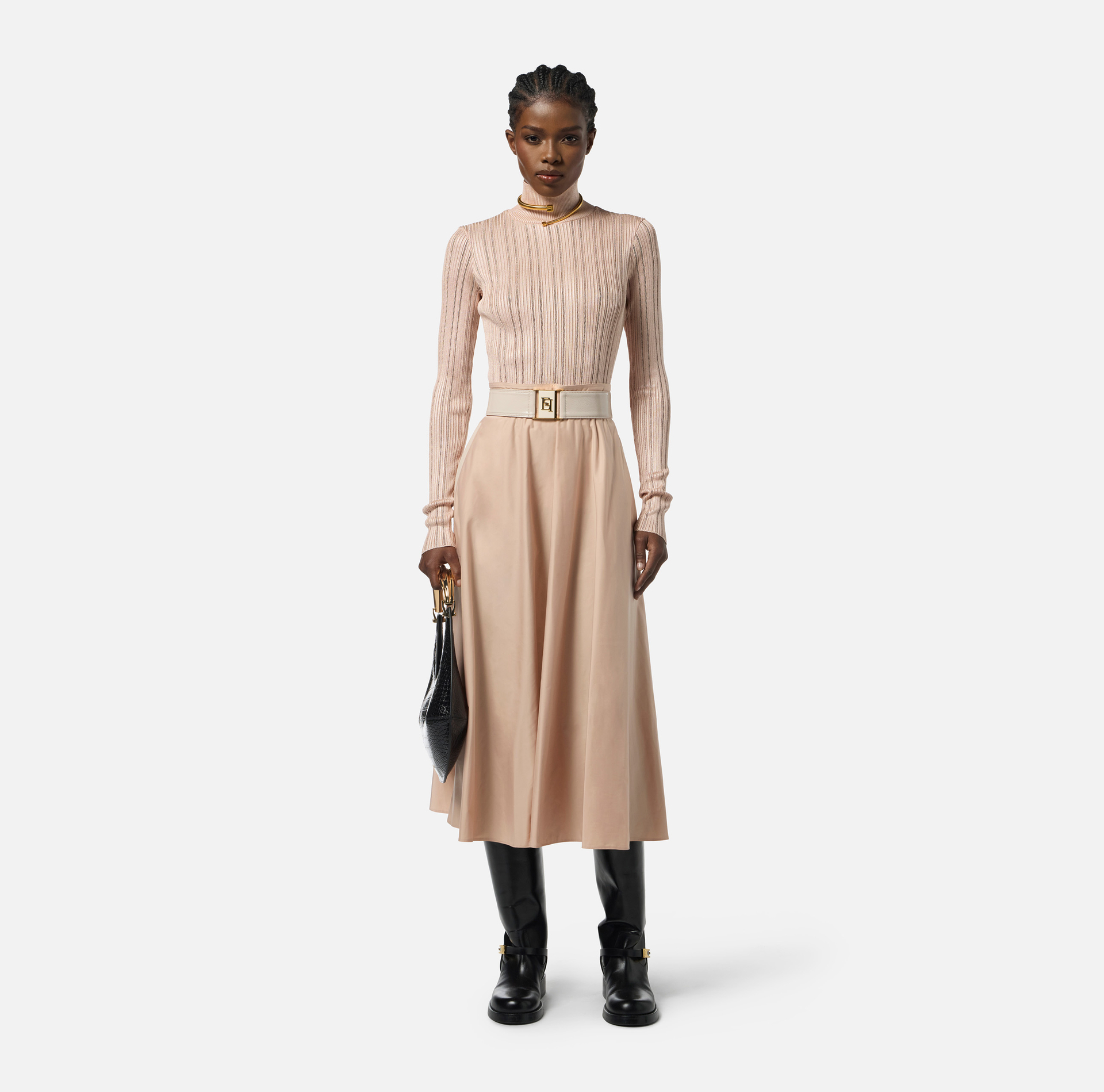 Skirt in voile fabric with belt - Elisabetta Franchi