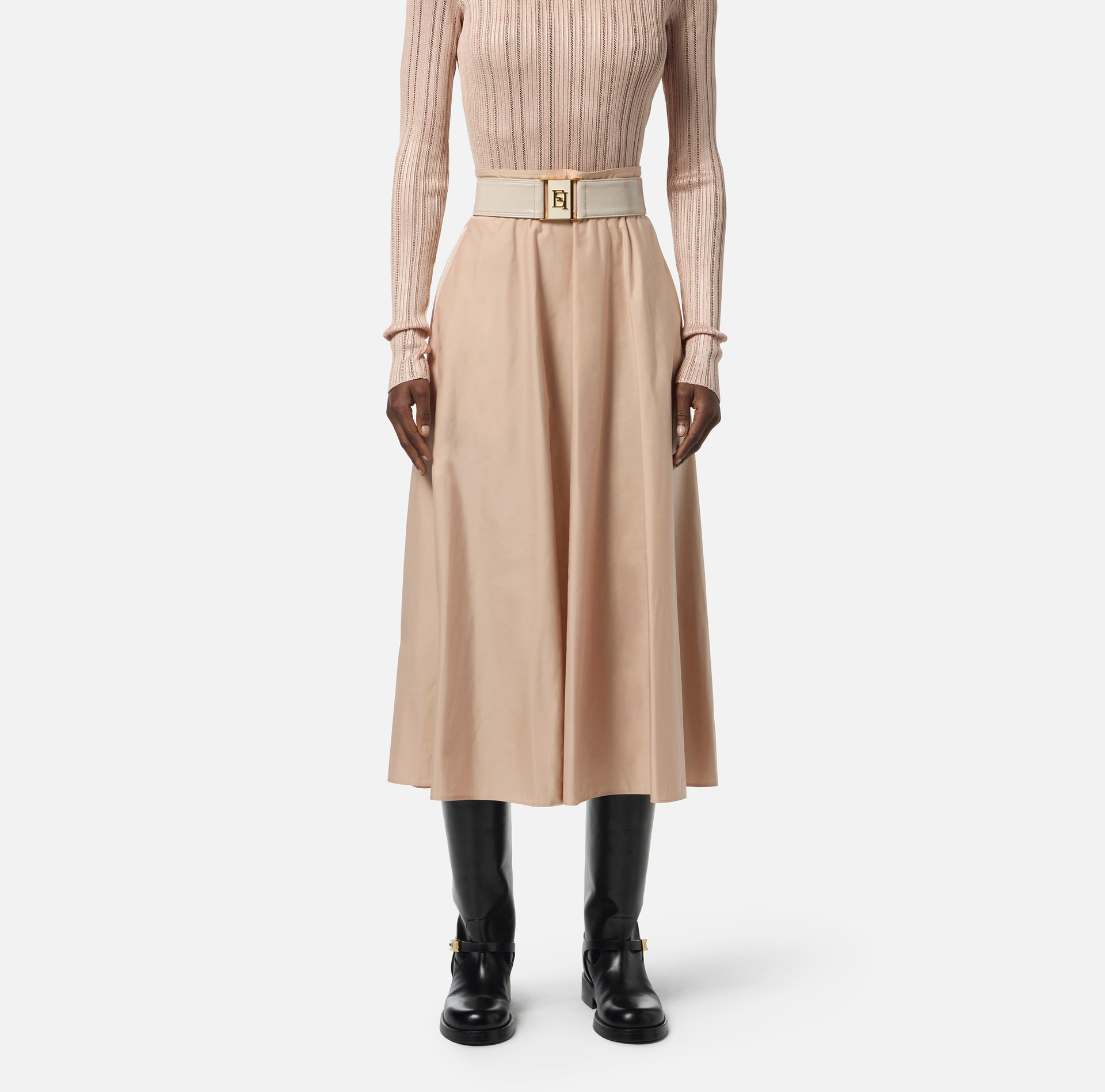 Skirt in voile fabric with belt - Elisabetta Franchi