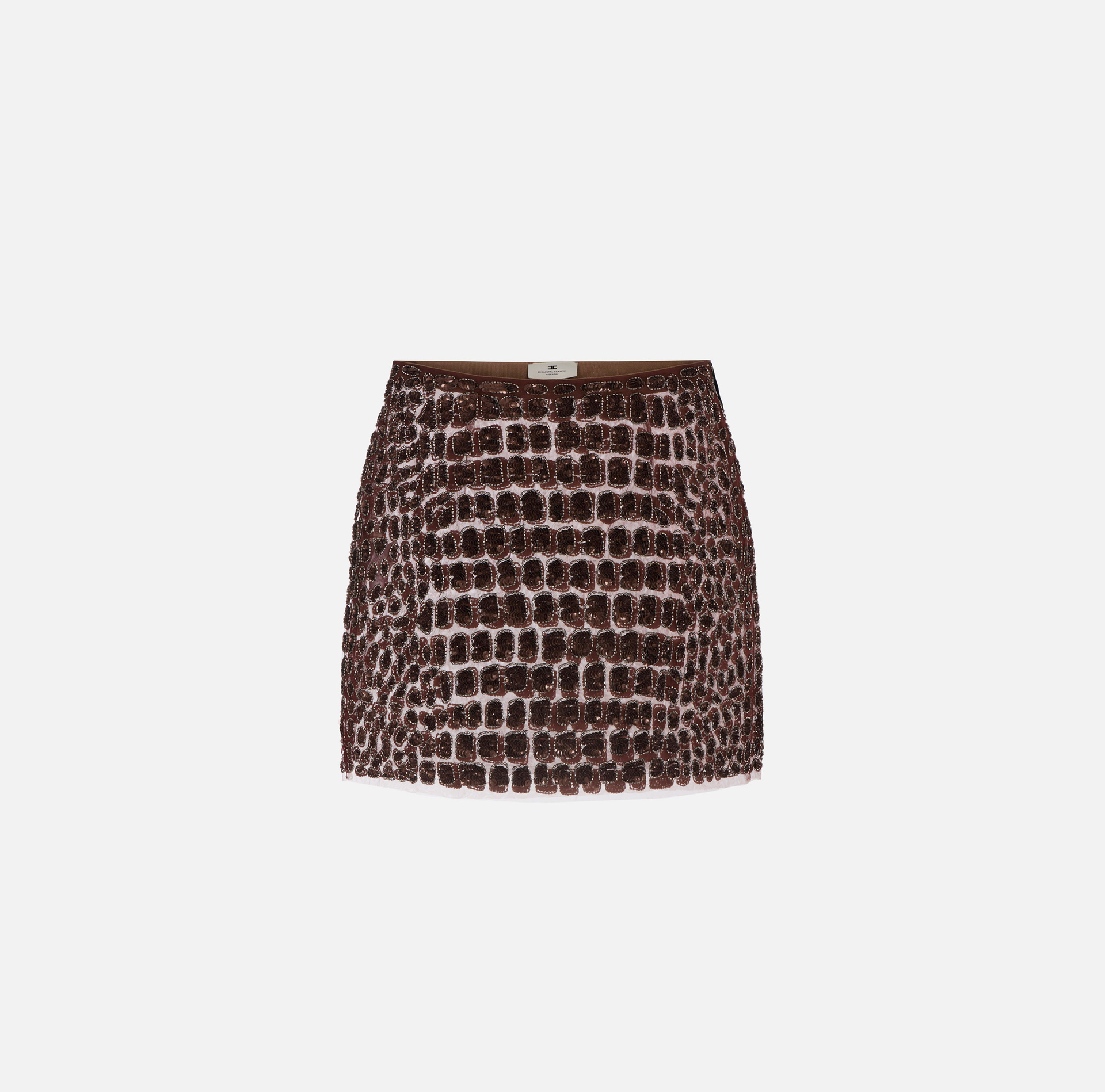Skirt in tulle fabric with crocodile embroideries - Elisabetta Franchi