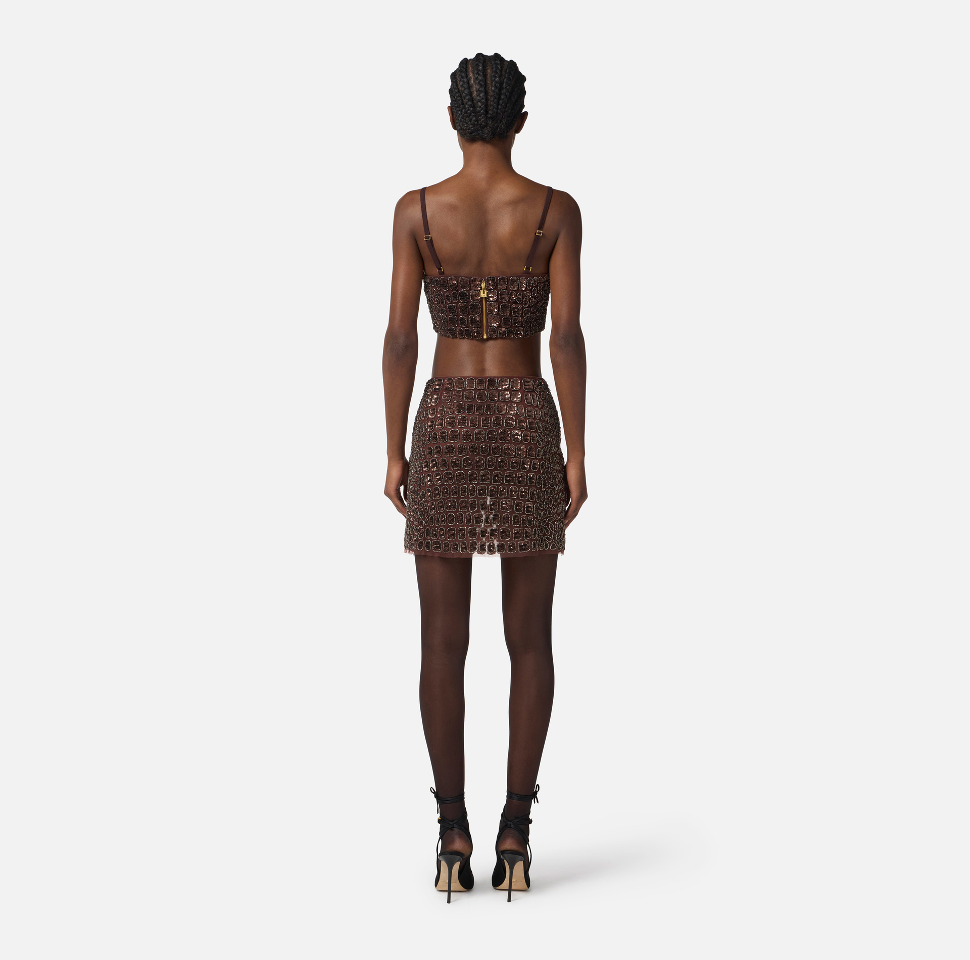 Skirt in tulle fabric with crocodile embroideries - Elisabetta Franchi