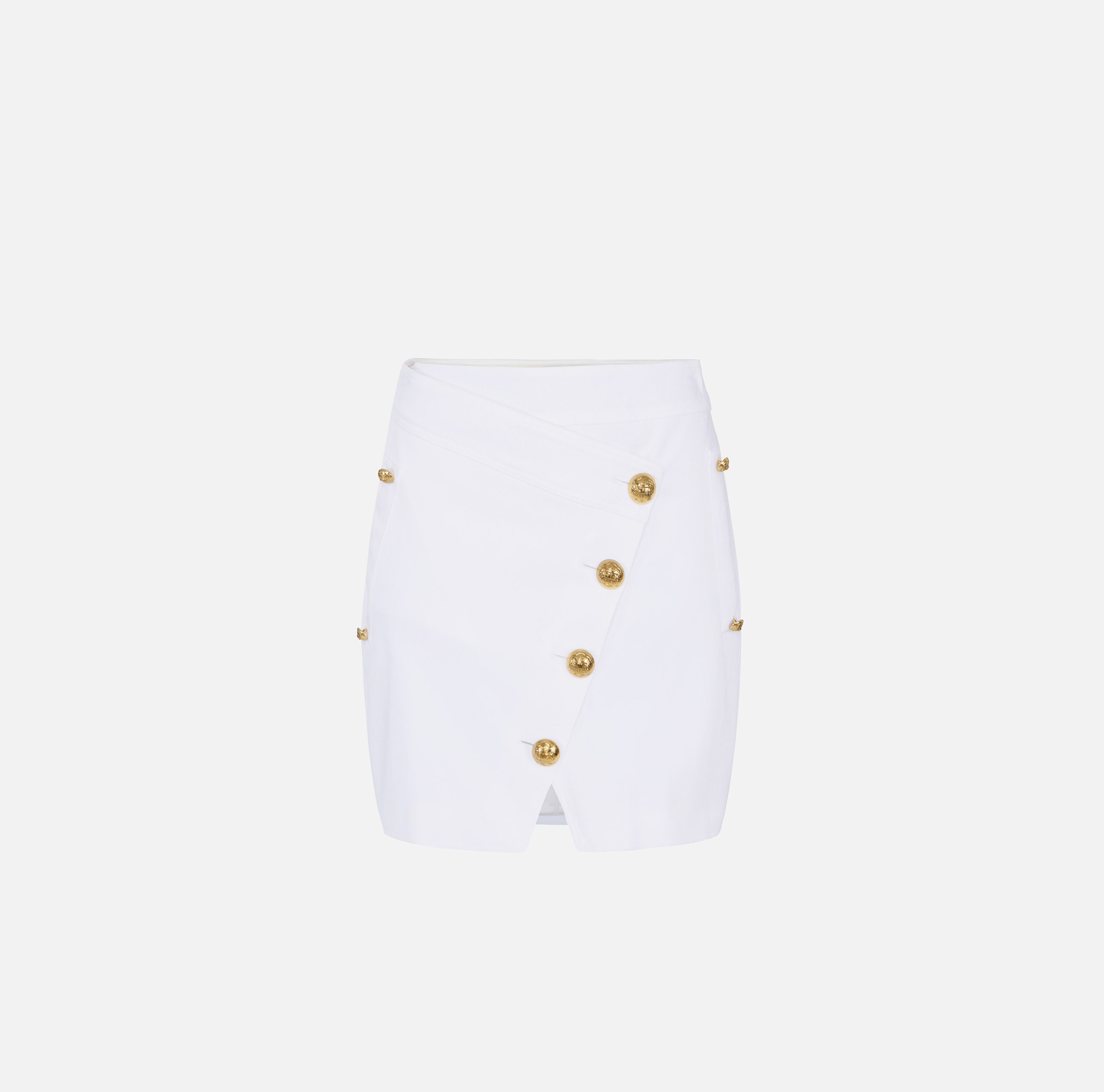 Cotton gabardine miniskirt with jewel buttons - Elisabetta Franchi